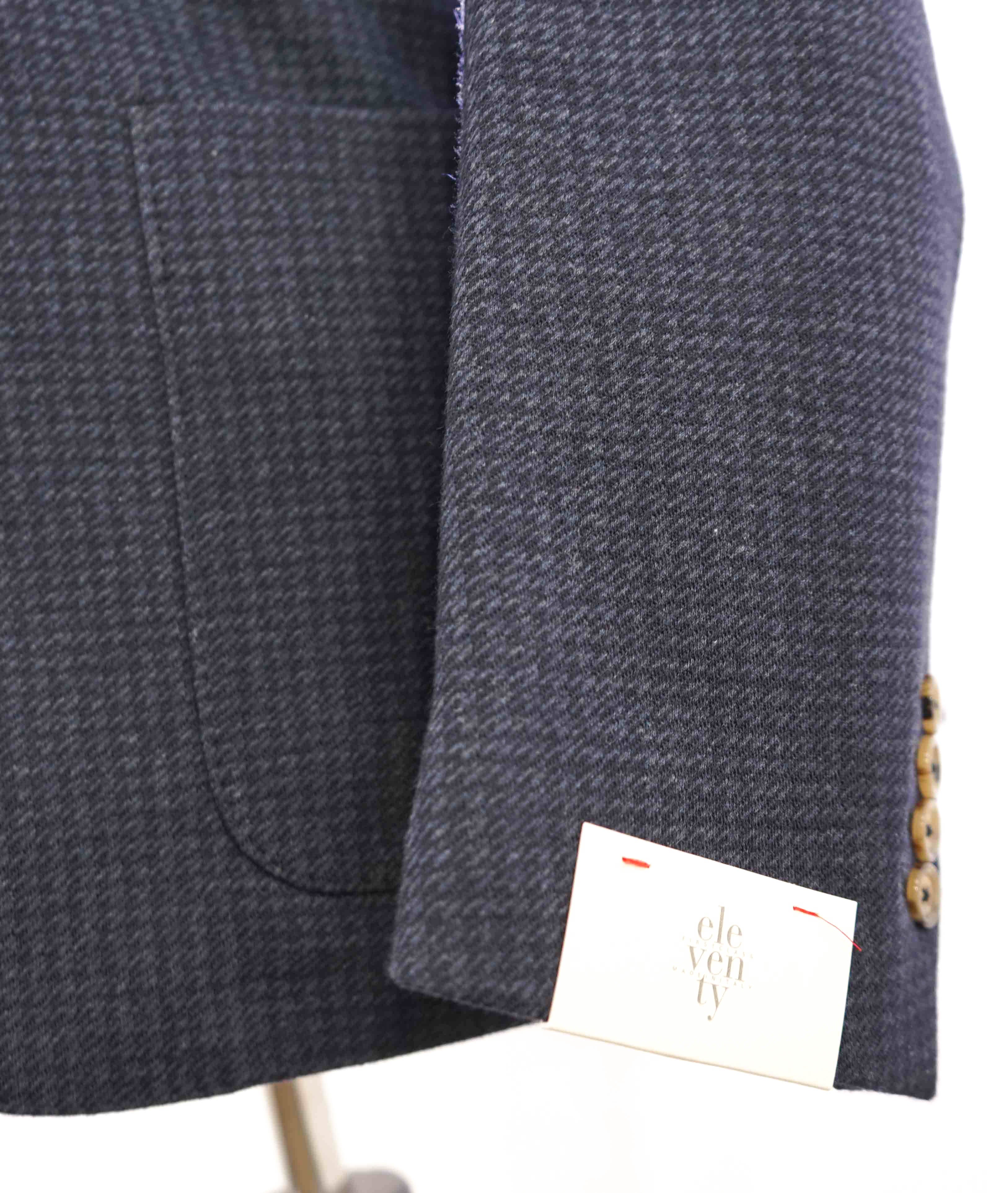 $1,095 ELEVENTY - Blue Houndstooth Semi-Lined WOOL/COTTON Blazer - 46(56EU)