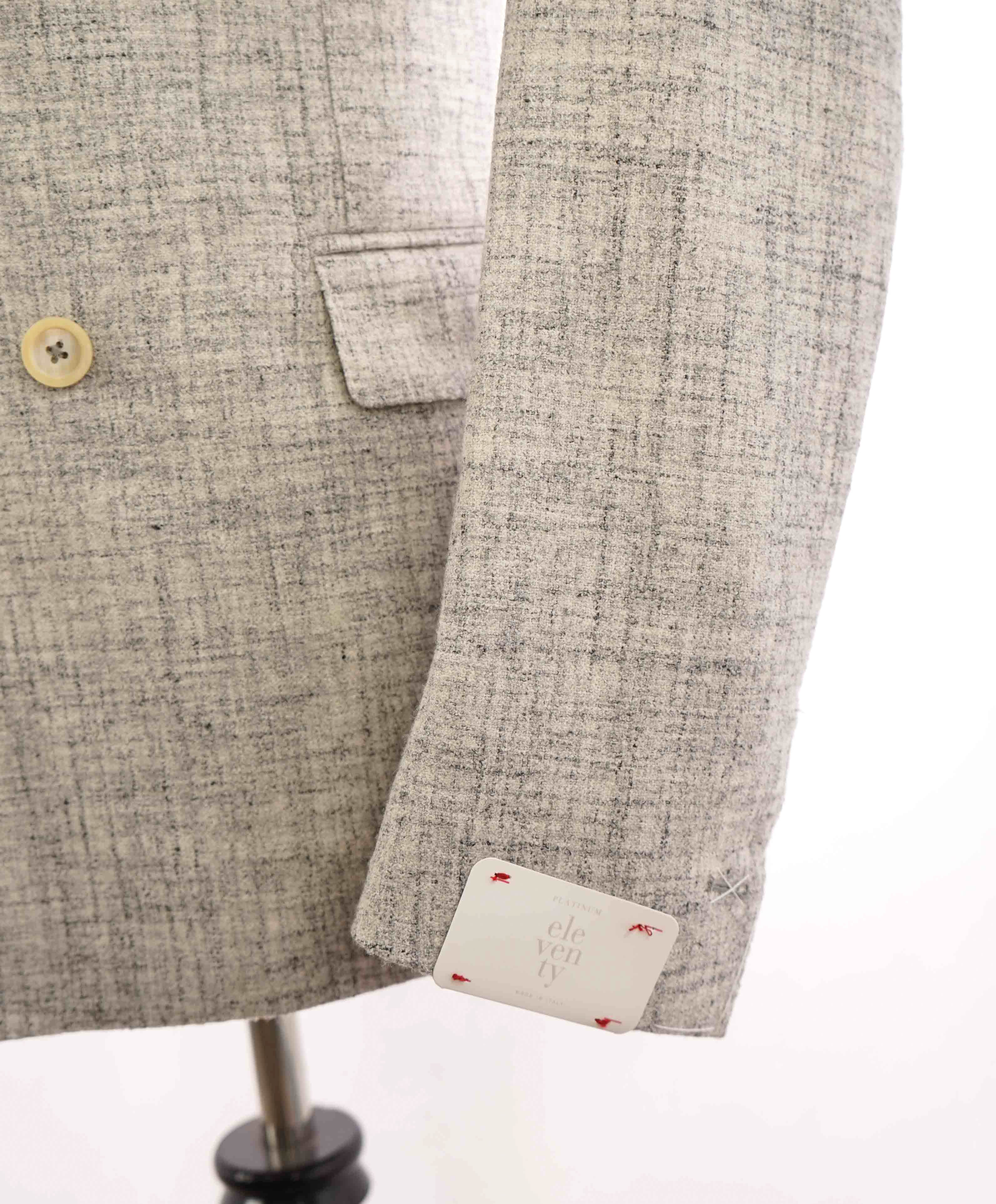 $3,095 ELEVENTY - ALPACA Blend Gray Fleck Double Breasted Blazer - 40US (50EU)