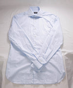 $575 ZEGNA - (ERMENEGILDO) "100 Fili" Blue Subtle Stripe Button Down Shirt - 15.5 (39)