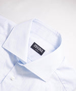 $575 ZEGNA - (ERMENEGILDO) "100 Fili" Blue Subtle Stripe Button Down Shirt - 15.5 (39)