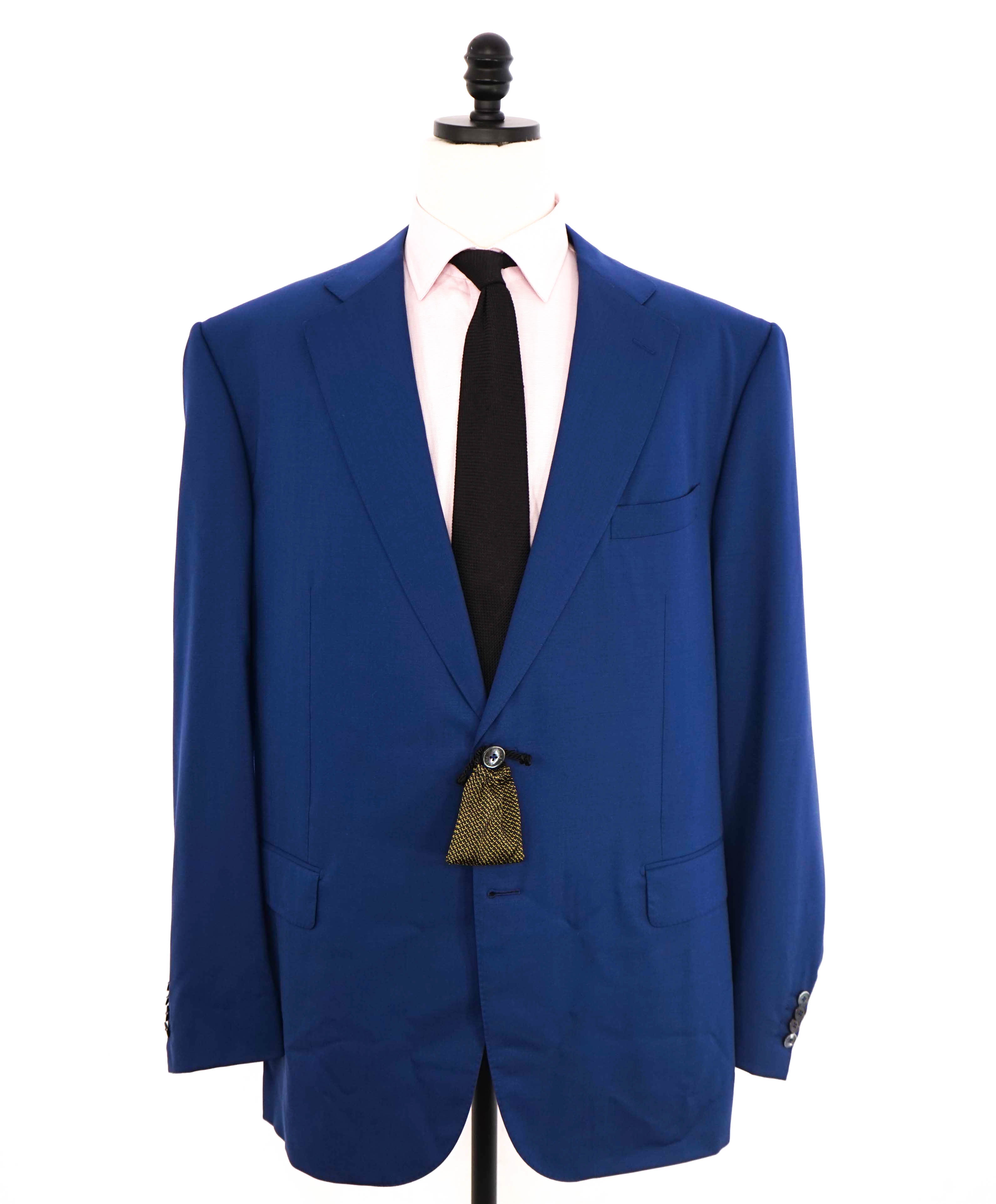 $6,900 ZILLI - Blue Power Suit MOP Buttons With LOGO SILK Lining Suit - 52R (62EU)