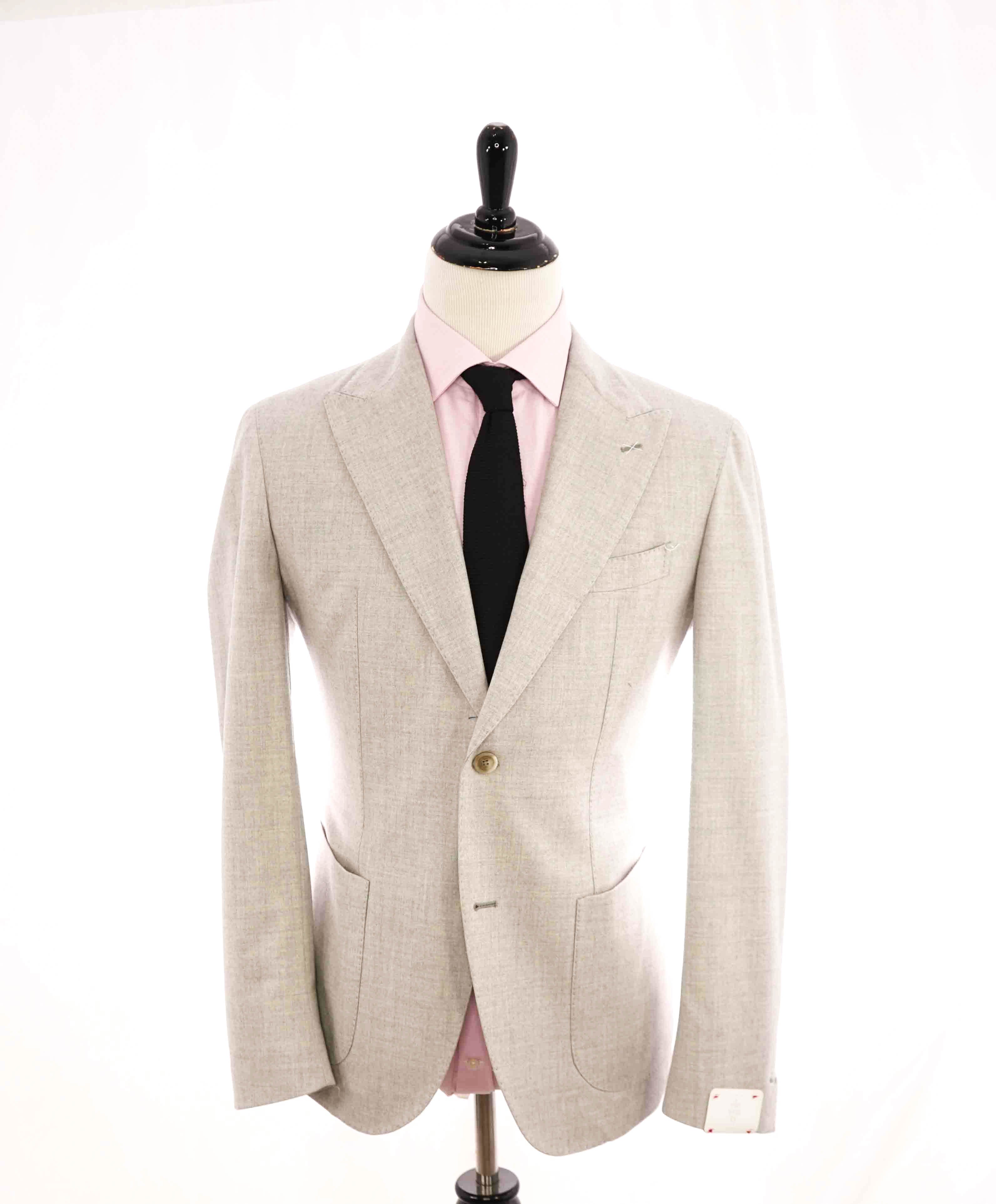 $2,295 ELEVENTY - Neutral Textured Patch Pocket Peak Lapel Blazer - 40 (50 EU)