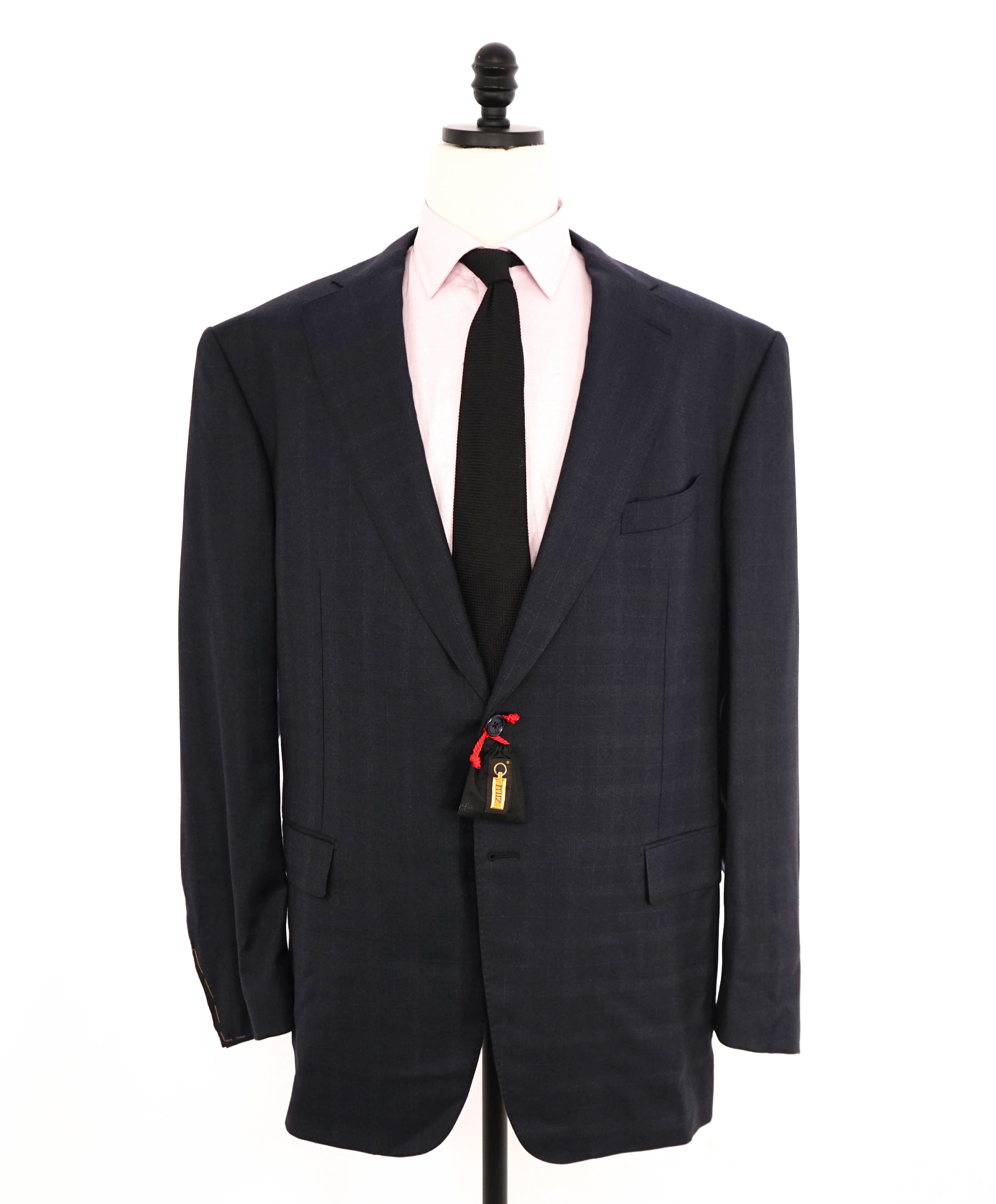 $6,900 ZILLI - Gray Subtle Check WOOL/SILK/CASHMERE LOGO SILK Lining Suit - 52R (62EU)