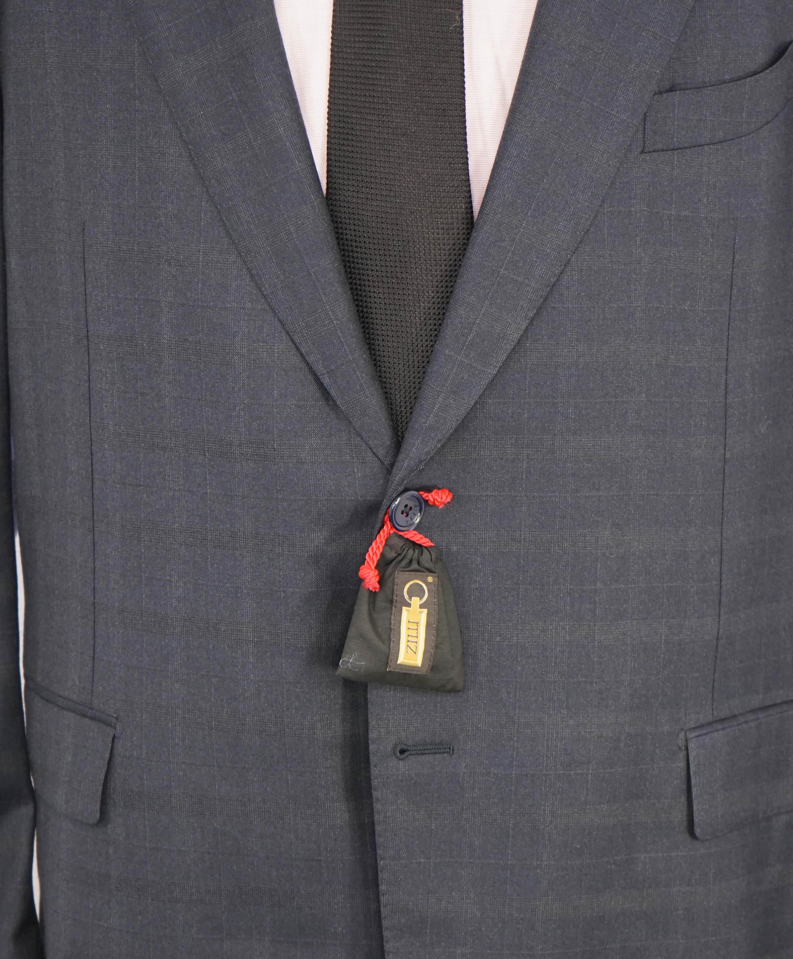 $6,900 ZILLI - Gray Subtle Check WOOL/SILK/CASHMERE LOGO SILK Lining Suit - 52R (62EU)