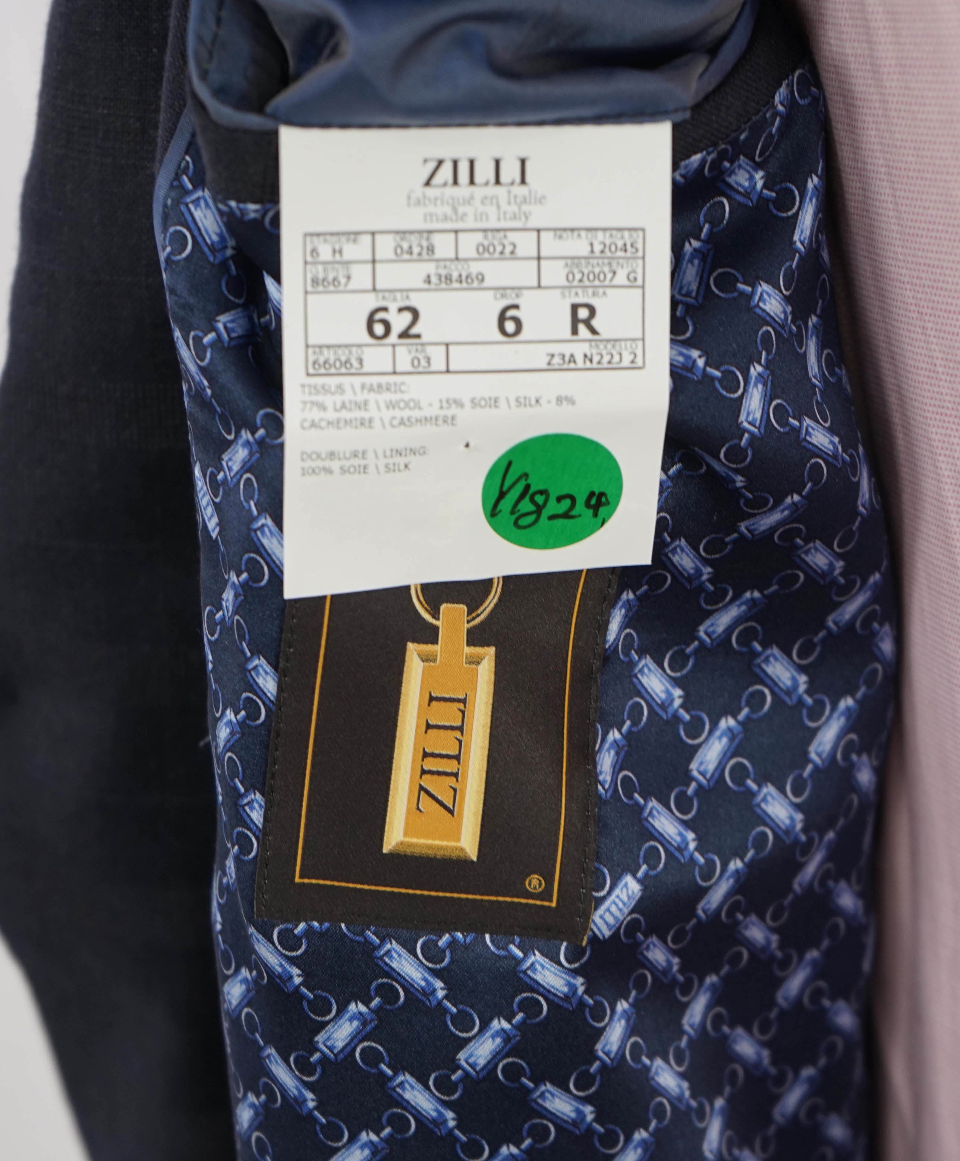 $6,900 ZILLI - Gray Subtle Check WOOL/SILK/CASHMERE LOGO SILK Lining Suit - 52R (62EU)