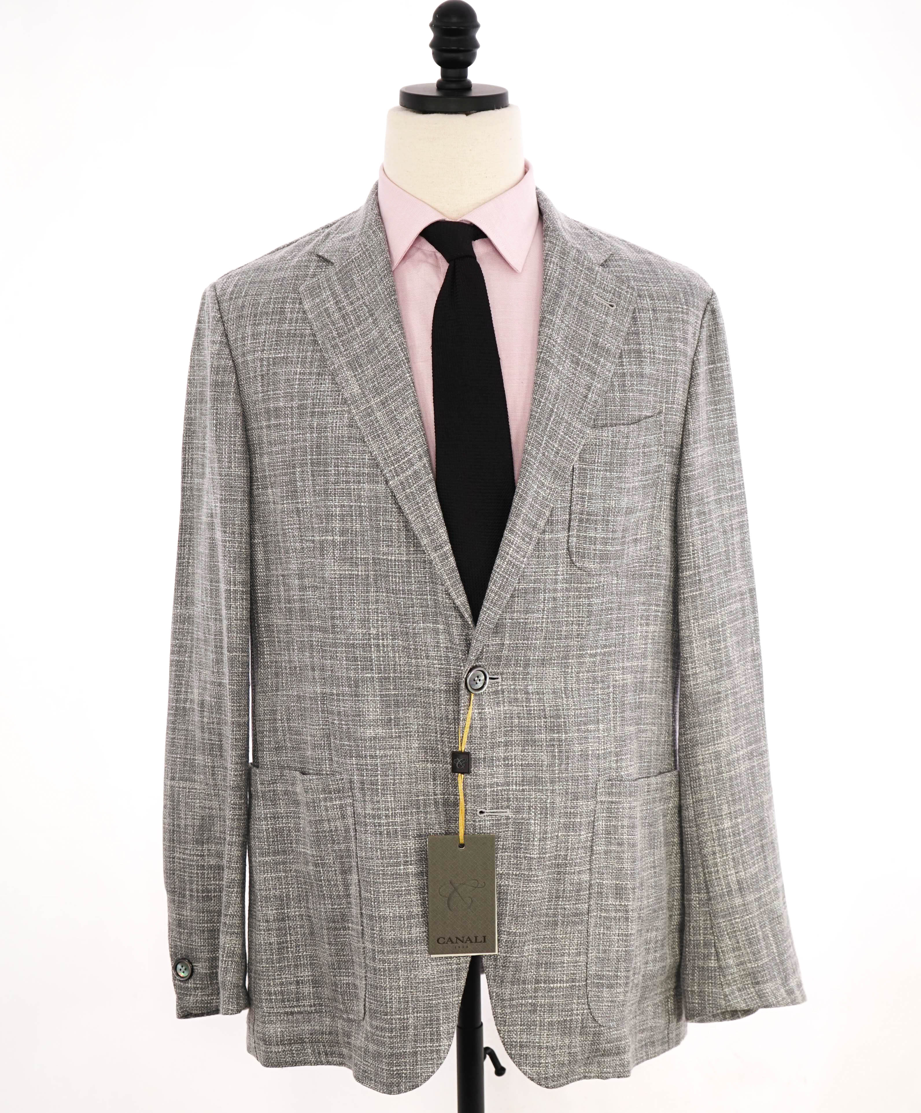 $1,895 CANALI - Textured Hopsack Wool/Cotton/Silk/Linen Sport Coat "Shacket" Blazer - 42R