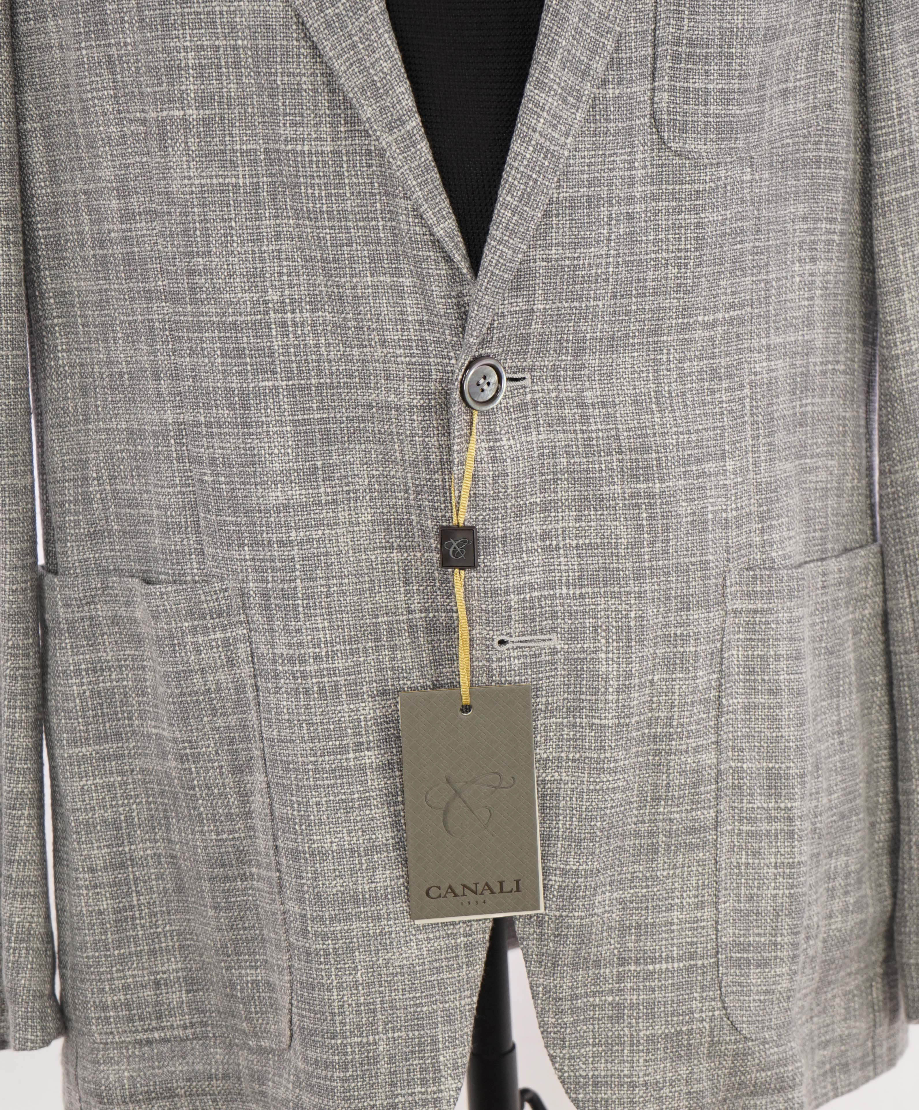 $1,895 CANALI - Textured Hopsack Wool/Cotton/Silk/Linen Sport Coat "Shacket" Blazer - 42R