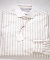 $495 ELEVENTY - Gray/White/Neutral *Spread Contrast Collar* Button Dress Shirt - M