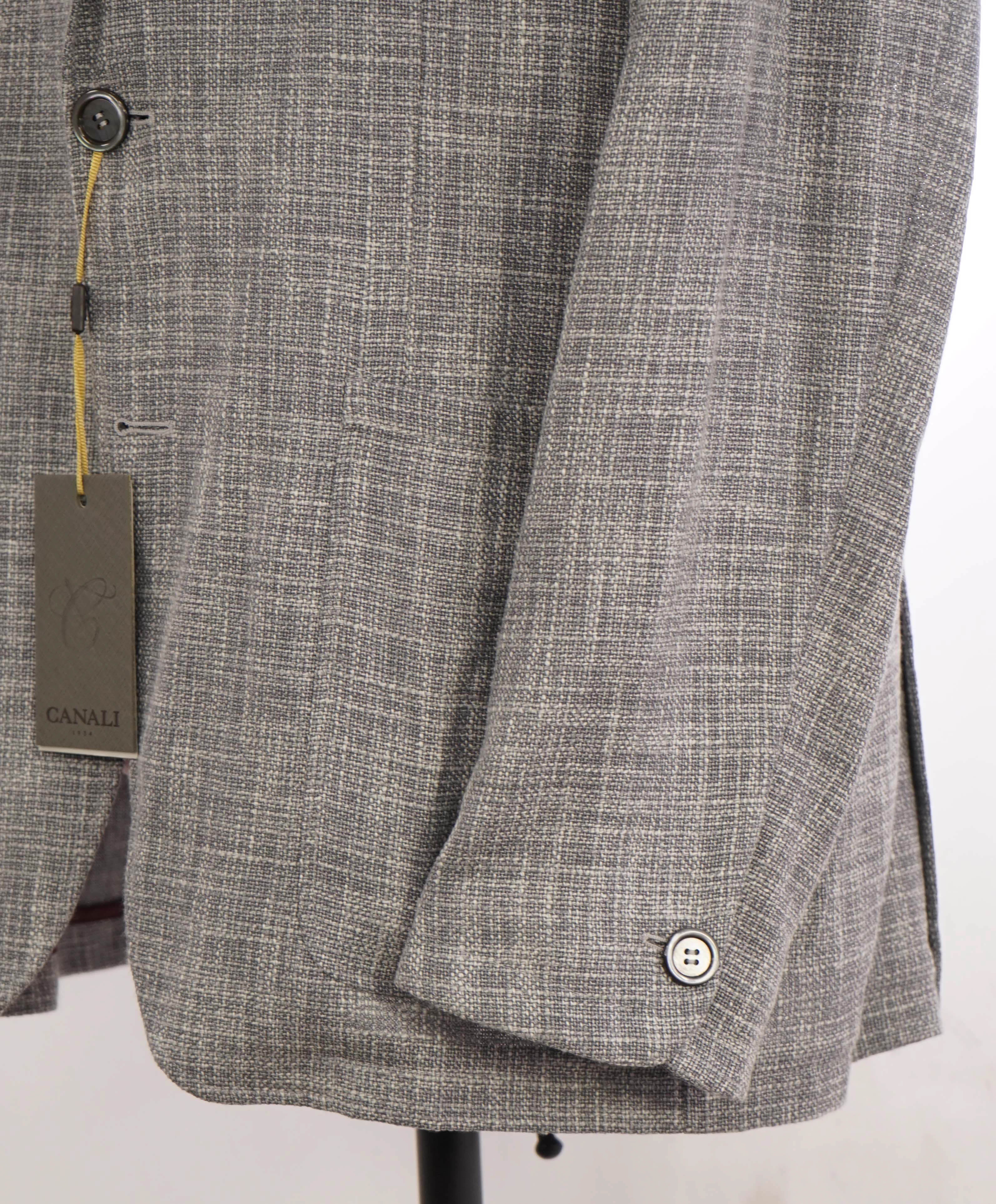 $1,895 CANALI - Textured Hopsack Wool/Cotton/Silk/Linen Sport Coat "Shacket" Blazer - 42R