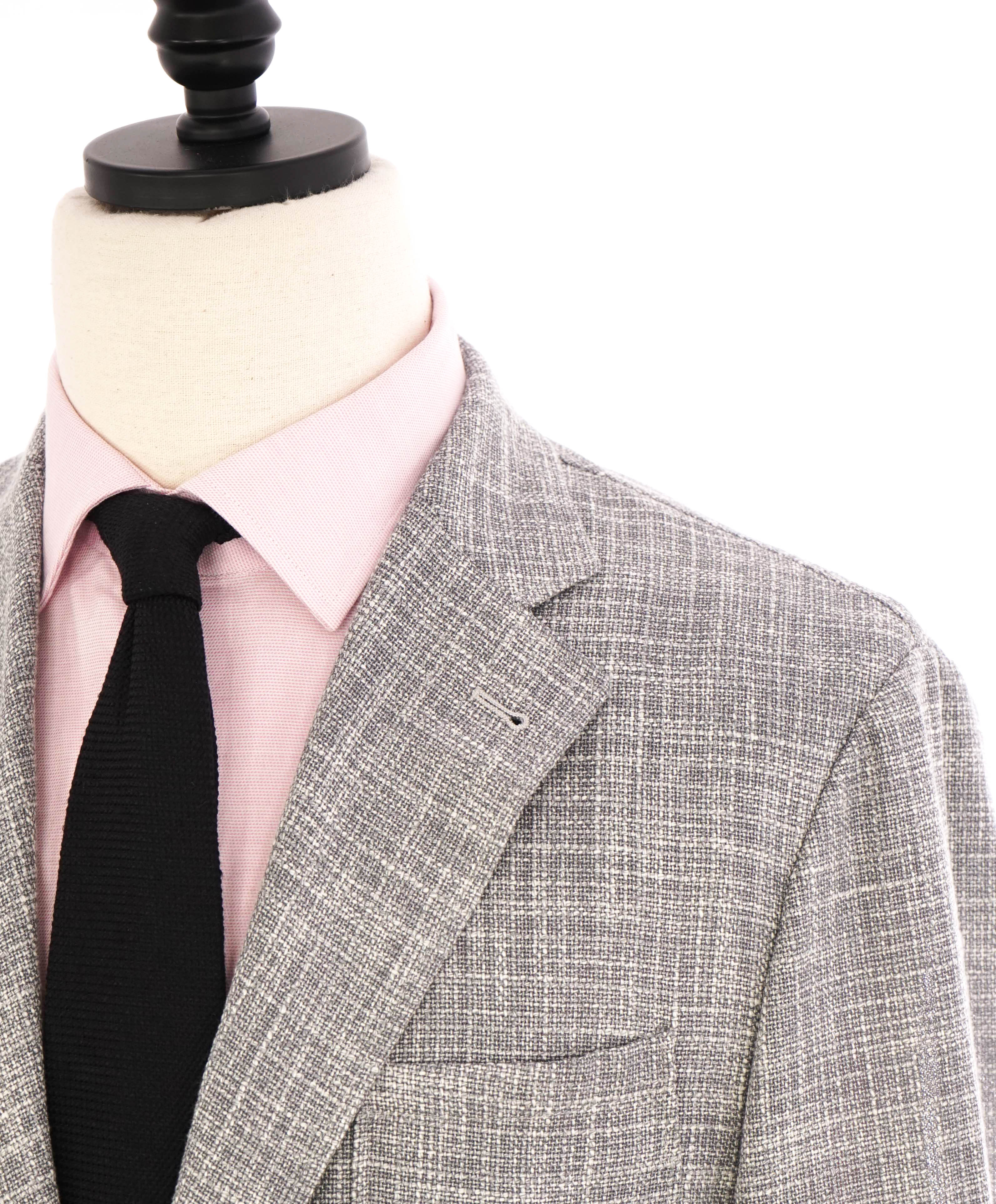 $1,895 CANALI - Textured Hopsack Wool/Cotton/Silk/Linen Sport Coat "Shacket" Blazer - 42R