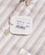 $495 ELEVENTY - Gray/White/Neutral *Spread Contrast Collar* Button Dress Shirt - M