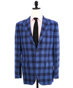 $9,600 KITON - *PURE CASHMERE* Blue Bold Check Plaid Blazer - 40R