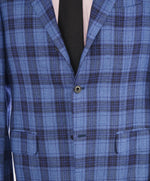 $9,600 KITON - *PURE CASHMERE* Blue Bold Check Plaid Blazer - 40R