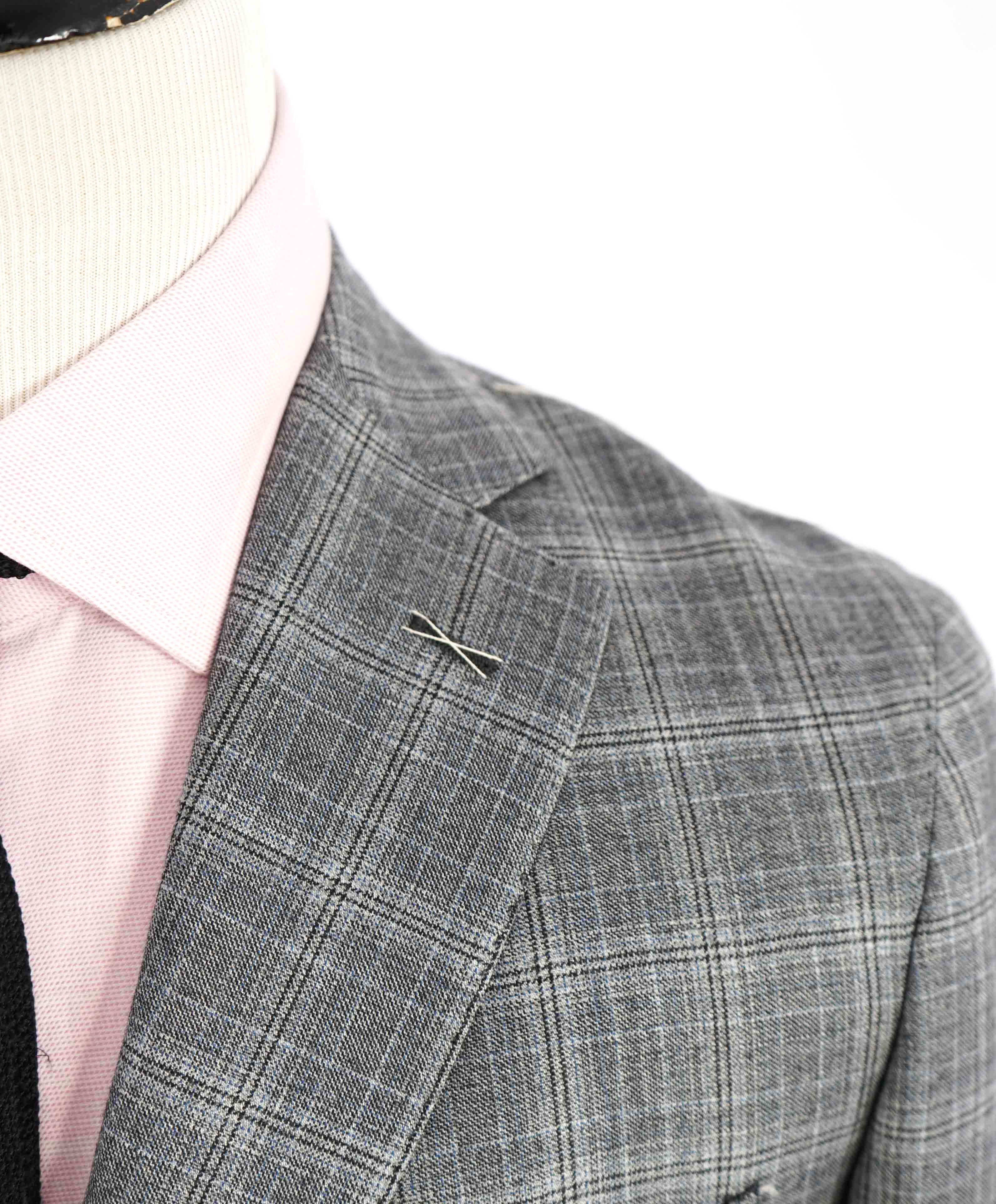 $1,995 ELEVENTY - "PLATINUM LABEL" Check Plaid Gray Classic Blazer - 40 (50 EU)