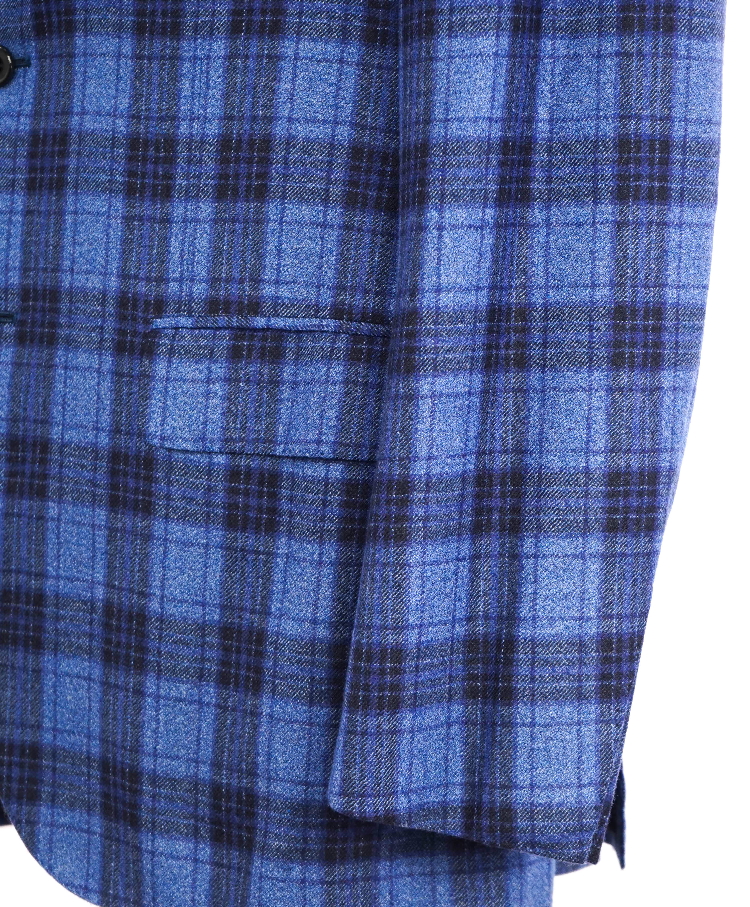 $9,600 KITON - *PURE CASHMERE* Blue Bold Check Plaid Blazer - 40R