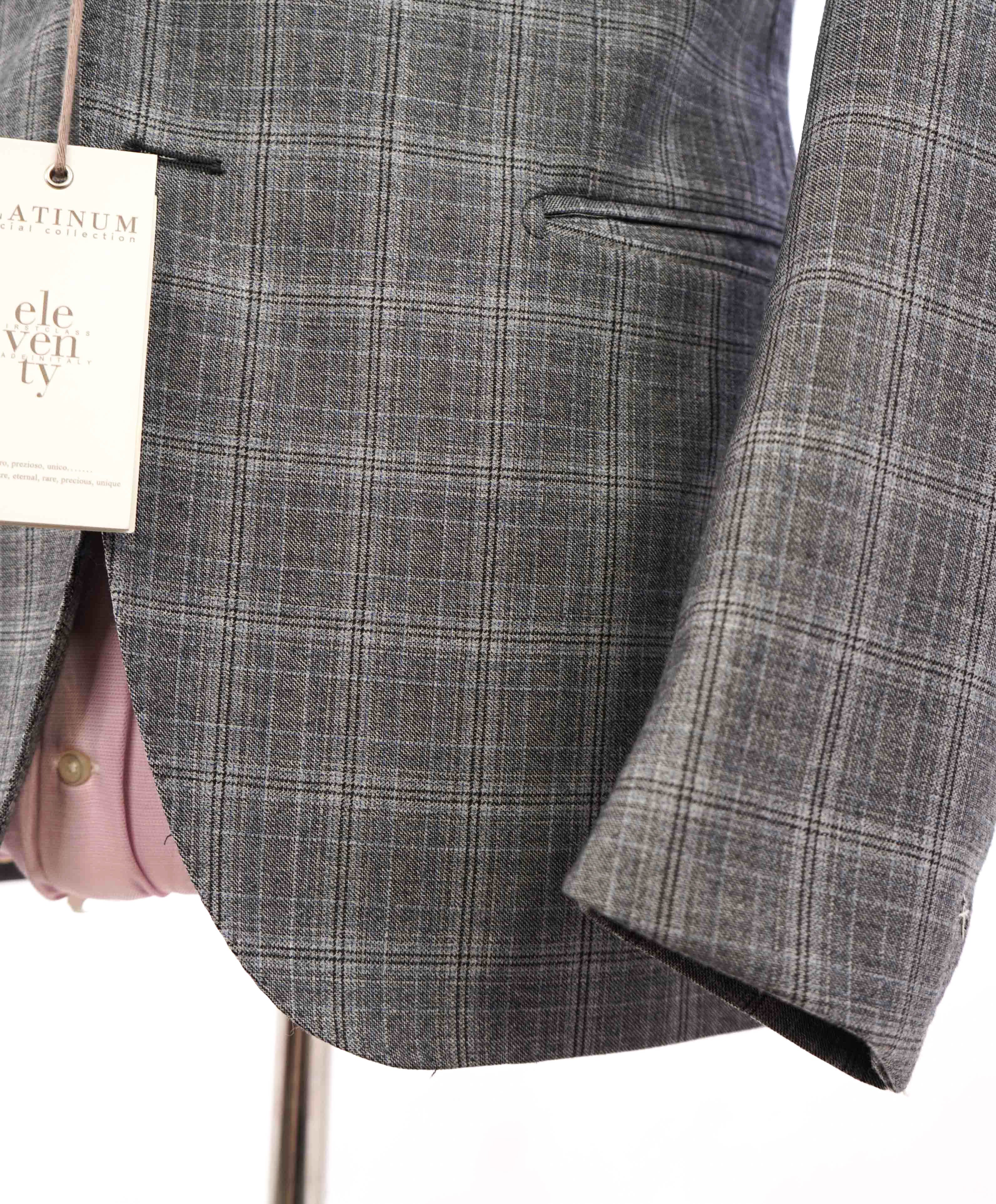 $1,995 ELEVENTY - "PLATINUM LABEL" Check Plaid Gray Classic Blazer - 40 (50 EU)