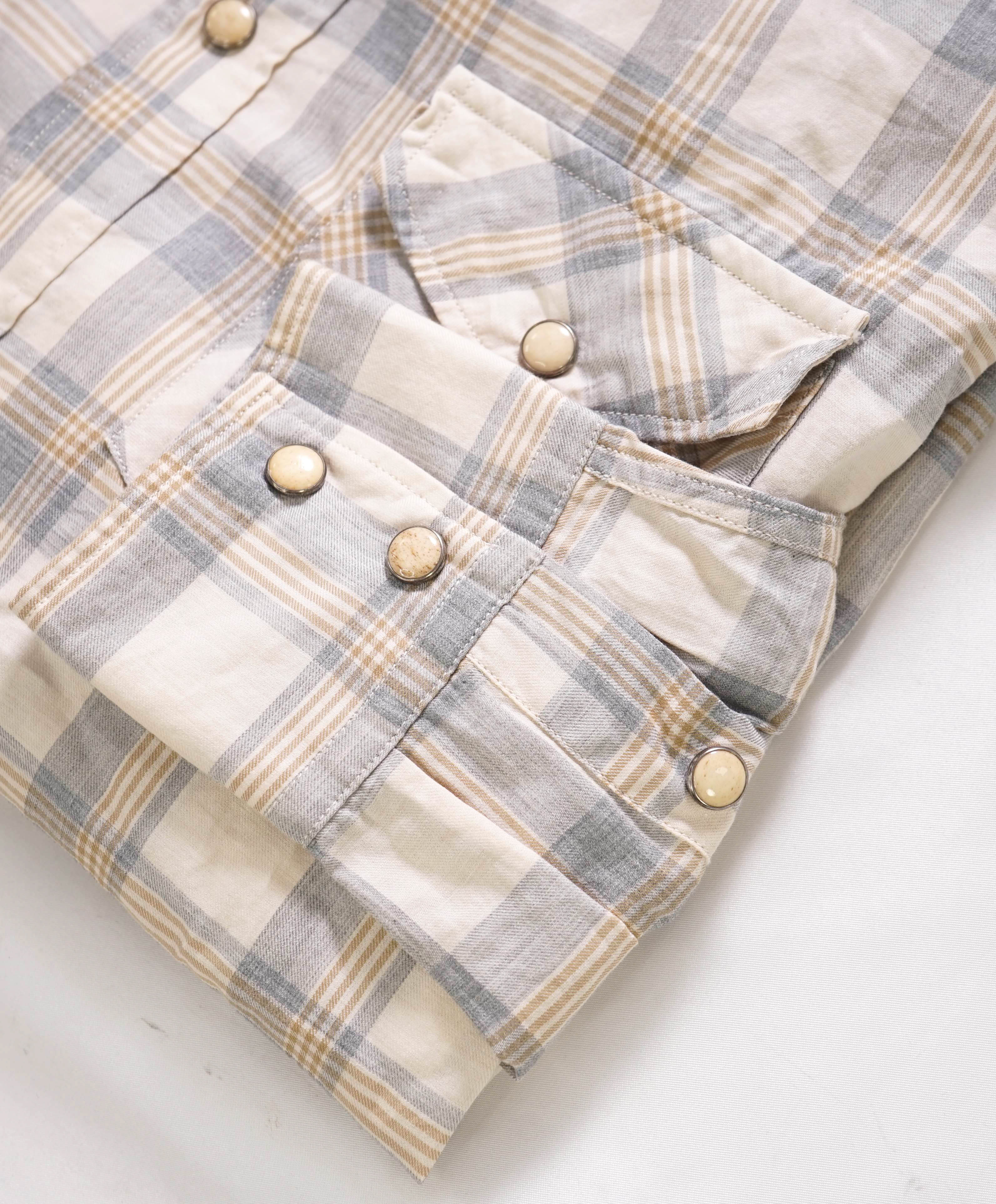 $495 ELEVENTY - Neutral/Gray PEARL SNAP Texas Style Western Shirt - M