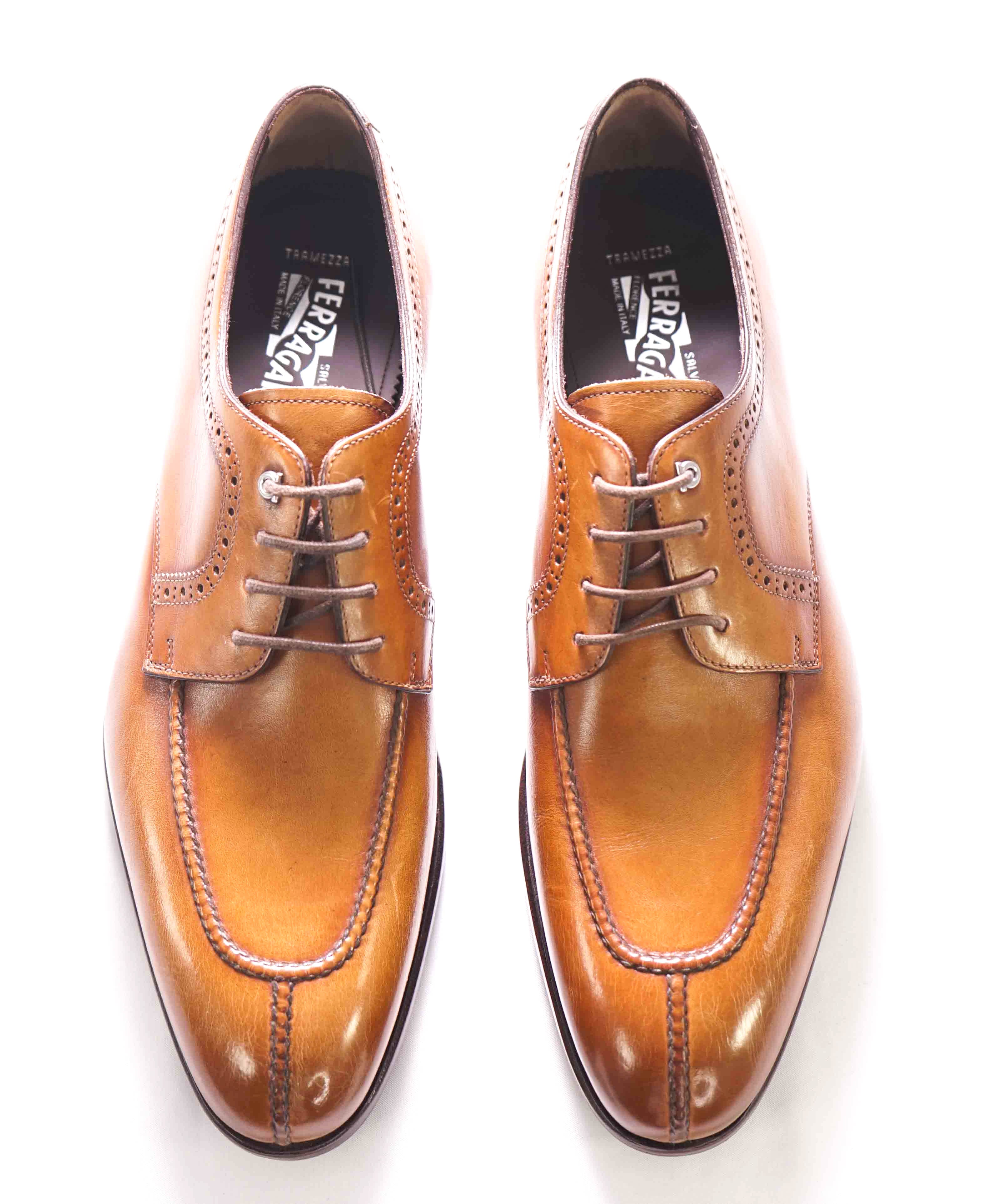 $1,495 SALVATORE FERRAGAMO - "TRAMEZZA TULLIO" Ambre Oxford - 8 D