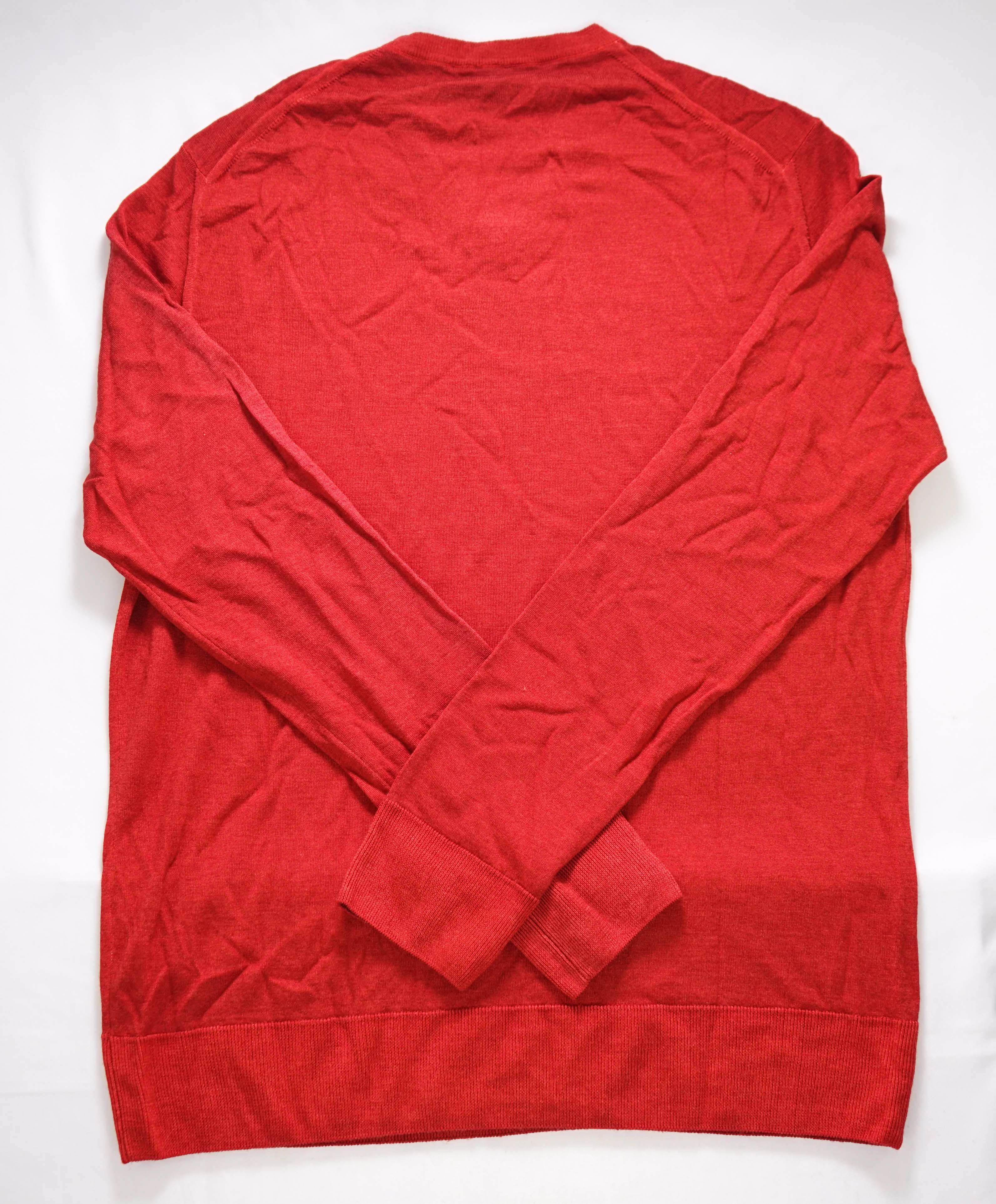 $495 ELEVENTY - Red V-Neck Premium Pure Wool/SILK Sweater - L