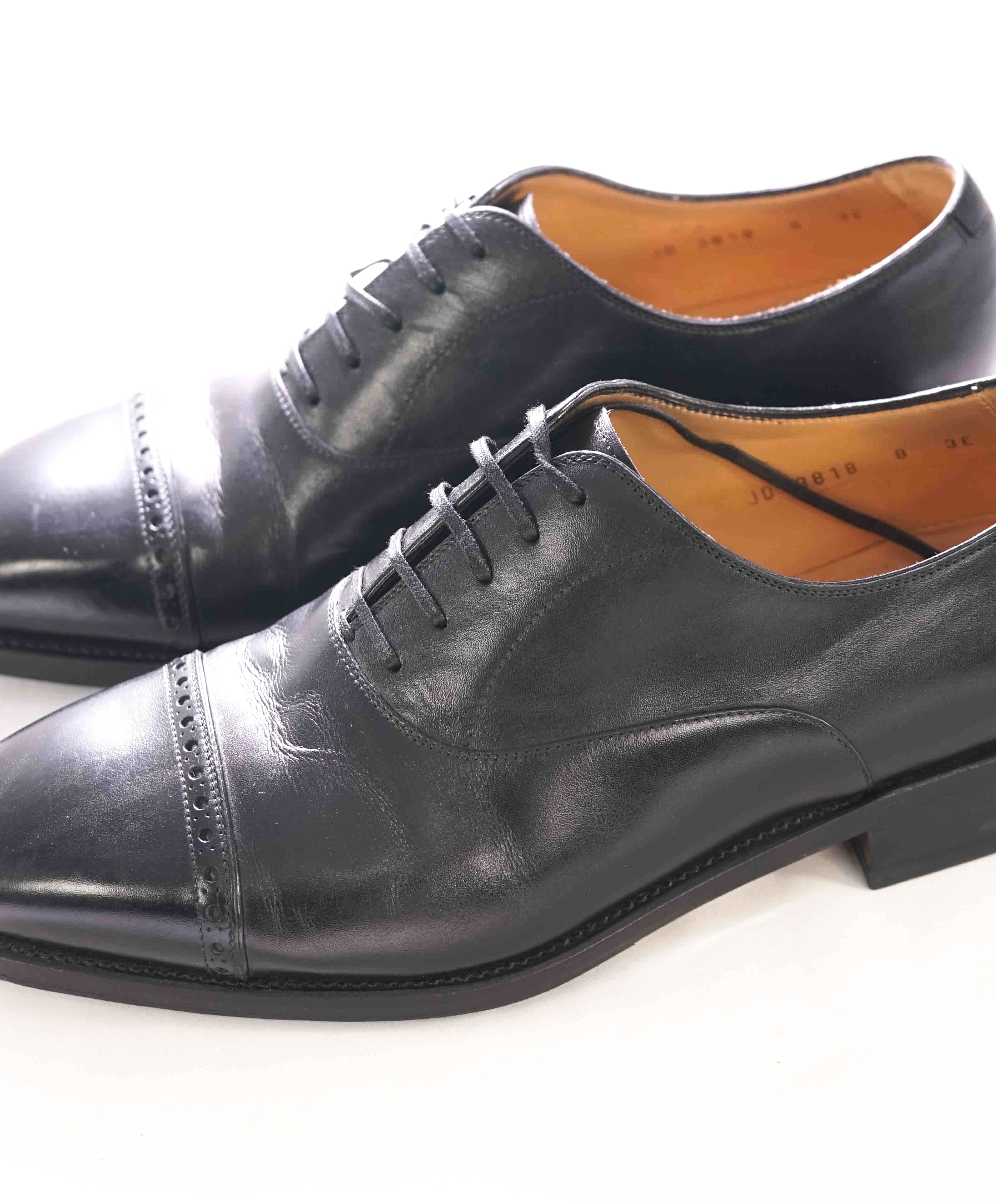 $1,495 SALVATORE FERRAGAMO - "TRAMEZZA" Black PREMIUM Oxford - 8 EEE