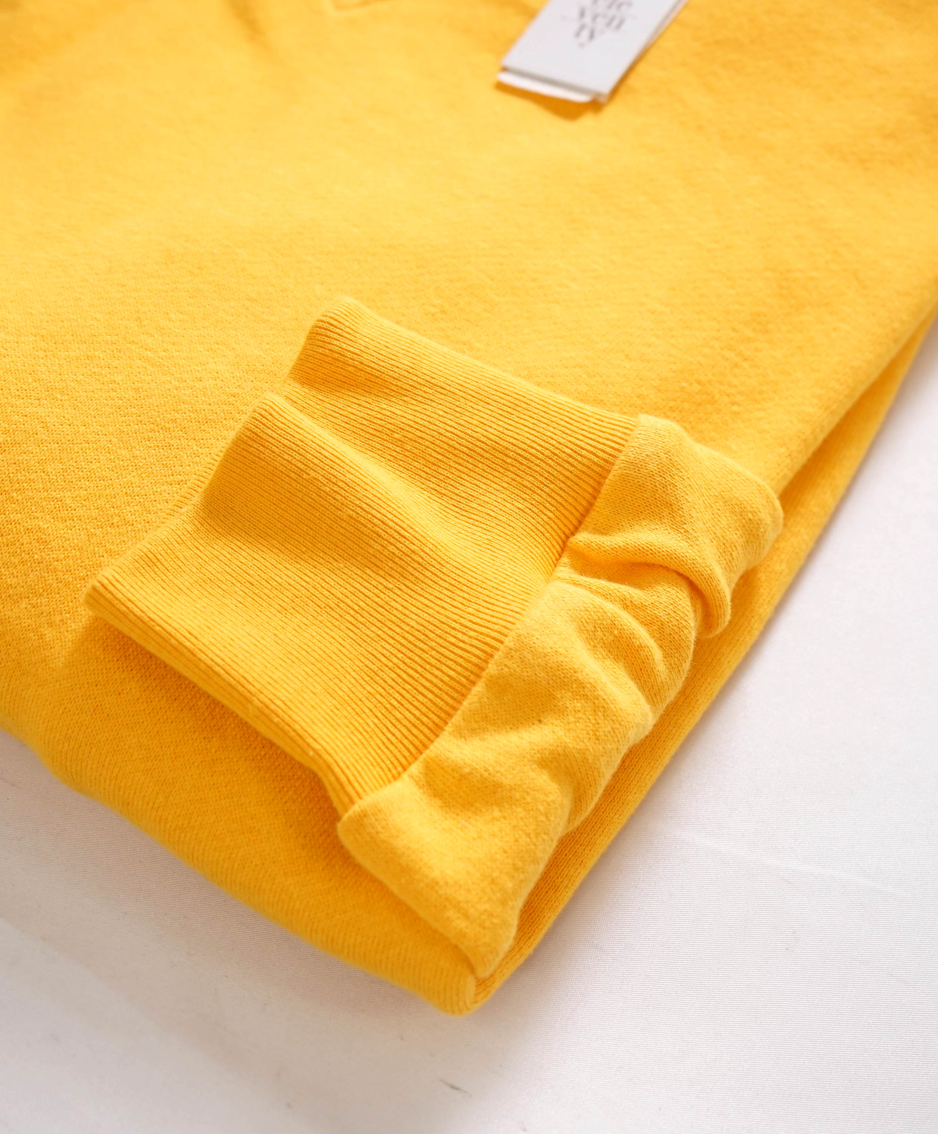 $395 ELEVENTY - Solid Yellow Cotton ATHLEISURE Crewneck Sweater - M