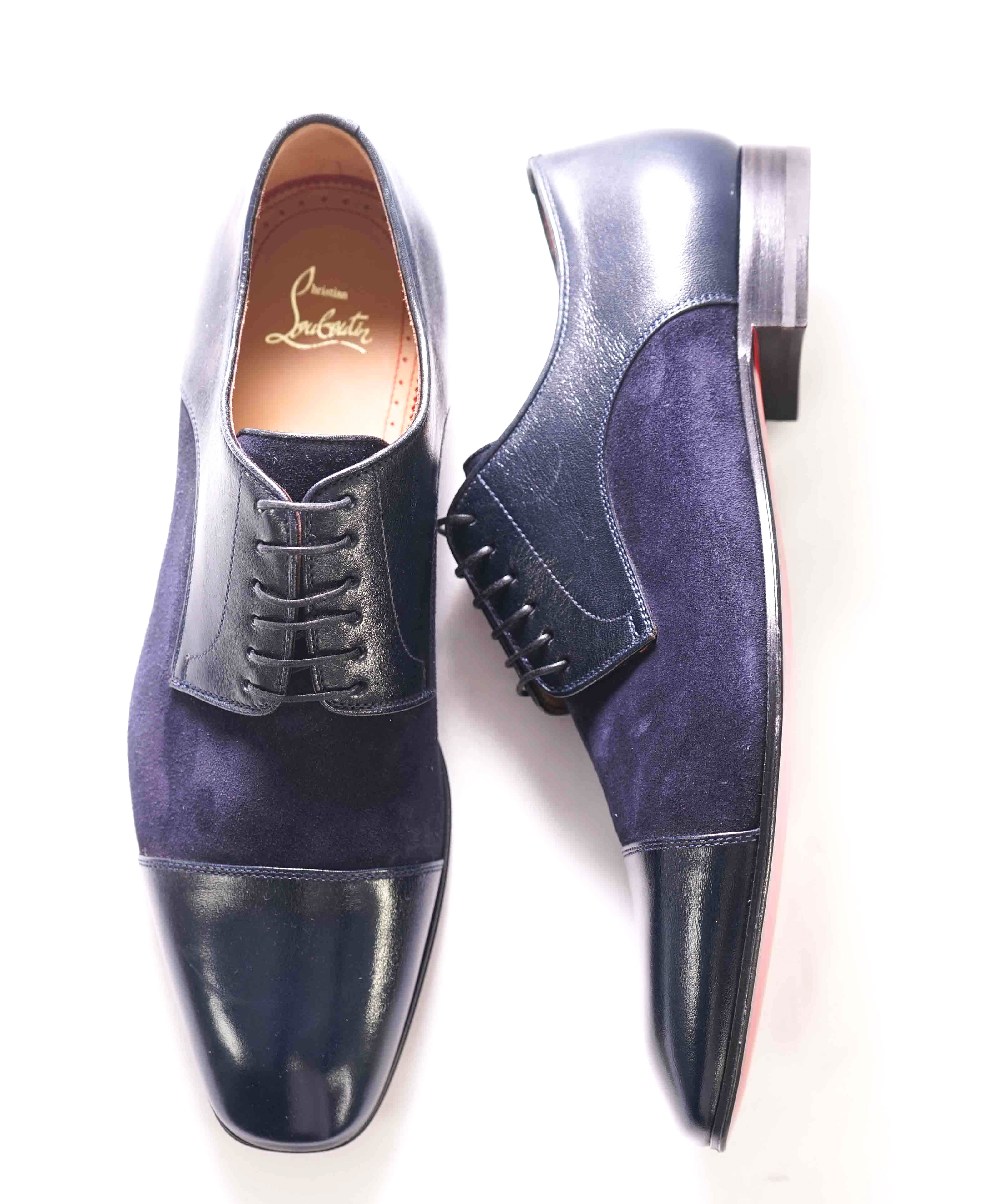 $1,050 CHRISTIAN LOUBOUTIN - *GREGGO* Suede Navy Blue Oxfords - 9.5 US (42,5)