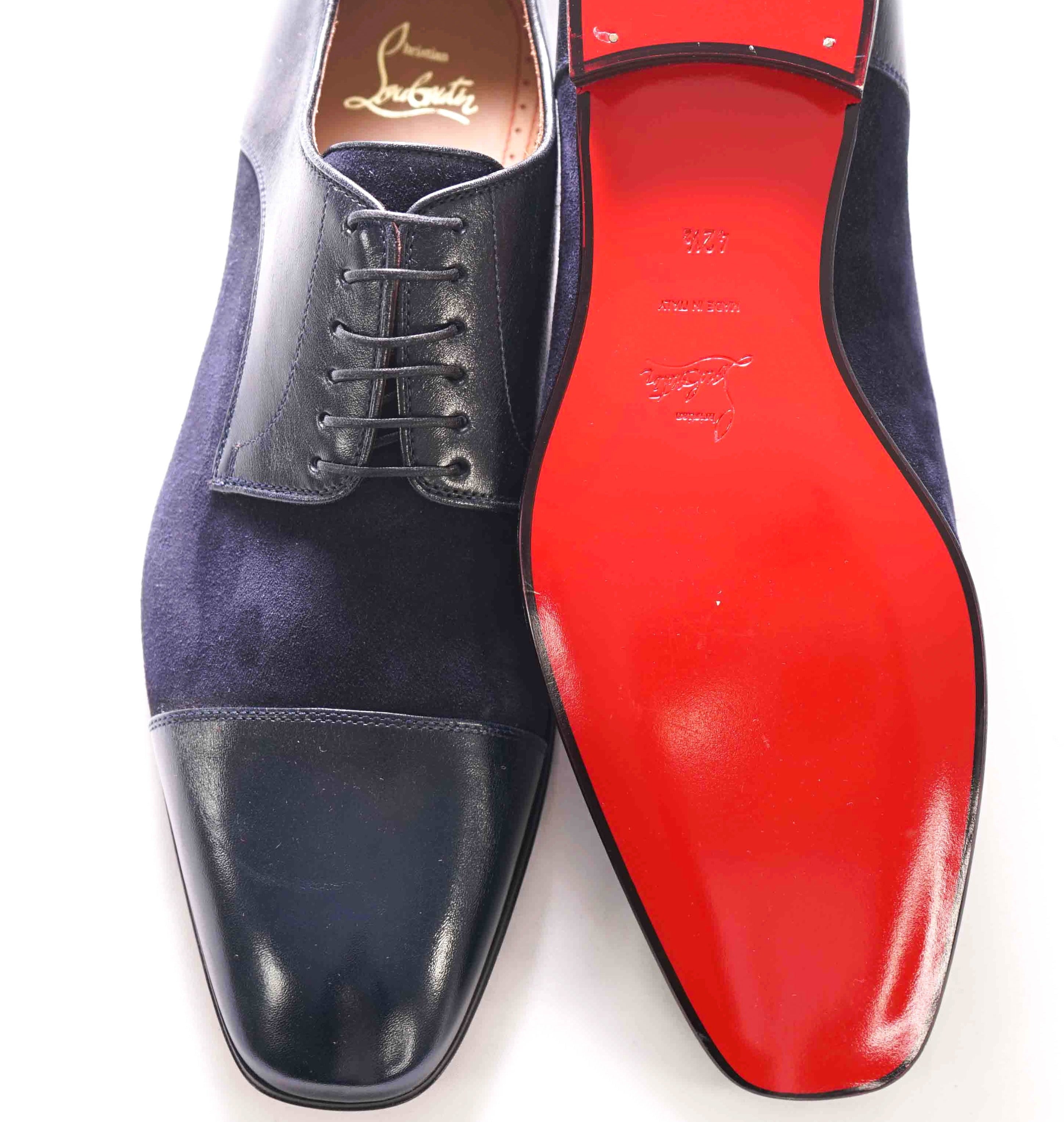 $1,050 CHRISTIAN LOUBOUTIN - *GREGGO* Suede Navy Blue Oxfords - 9.5 US (42,5)