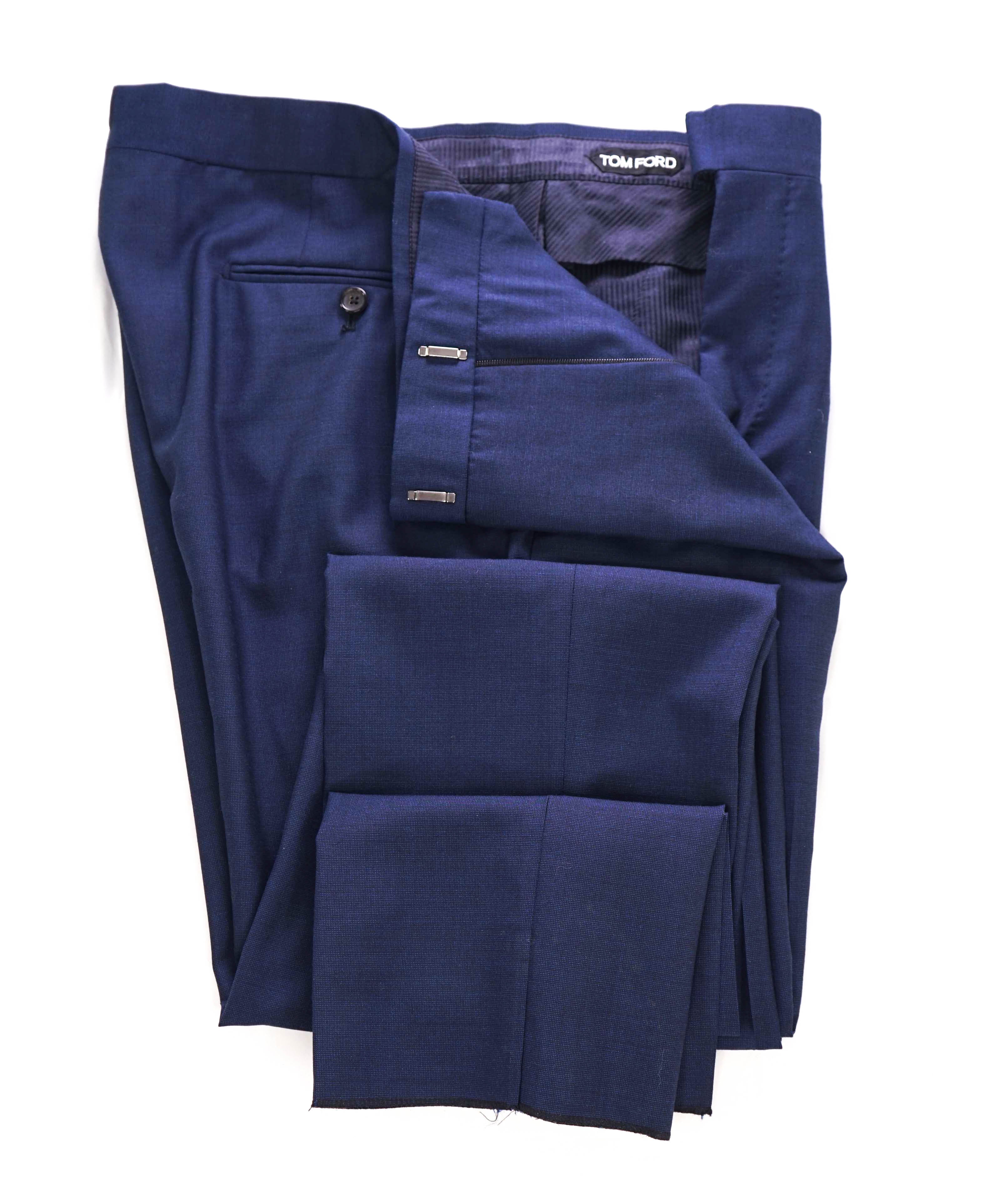 $1,690 TOM FORD - Wool *SIDE STRIPE* Blue Birdseye Dress Pants - 36W (54EU)