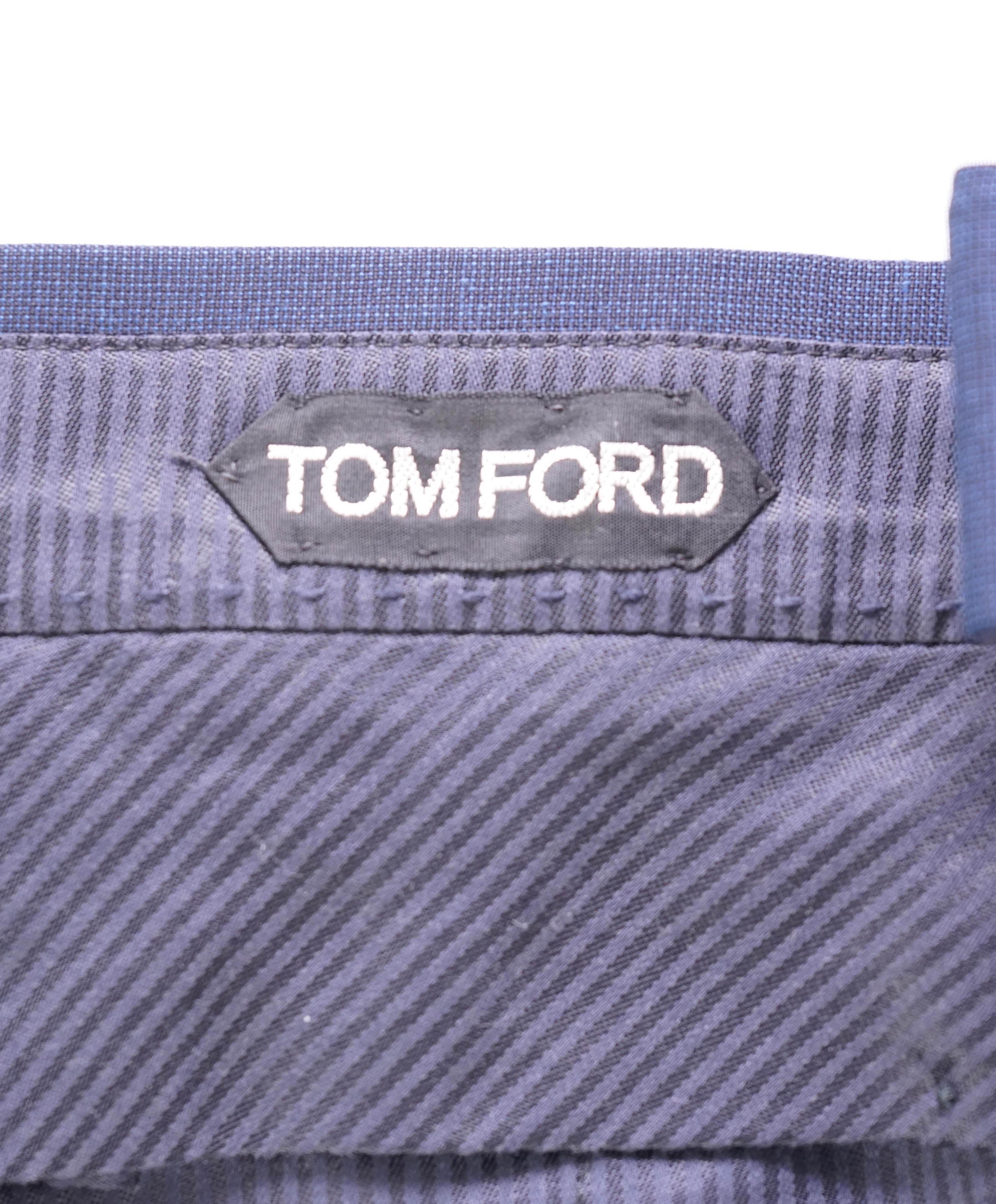 $1,690 TOM FORD - Wool *SIDE STRIPE* Blue Birdseye Dress Pants - 36W (54EU)