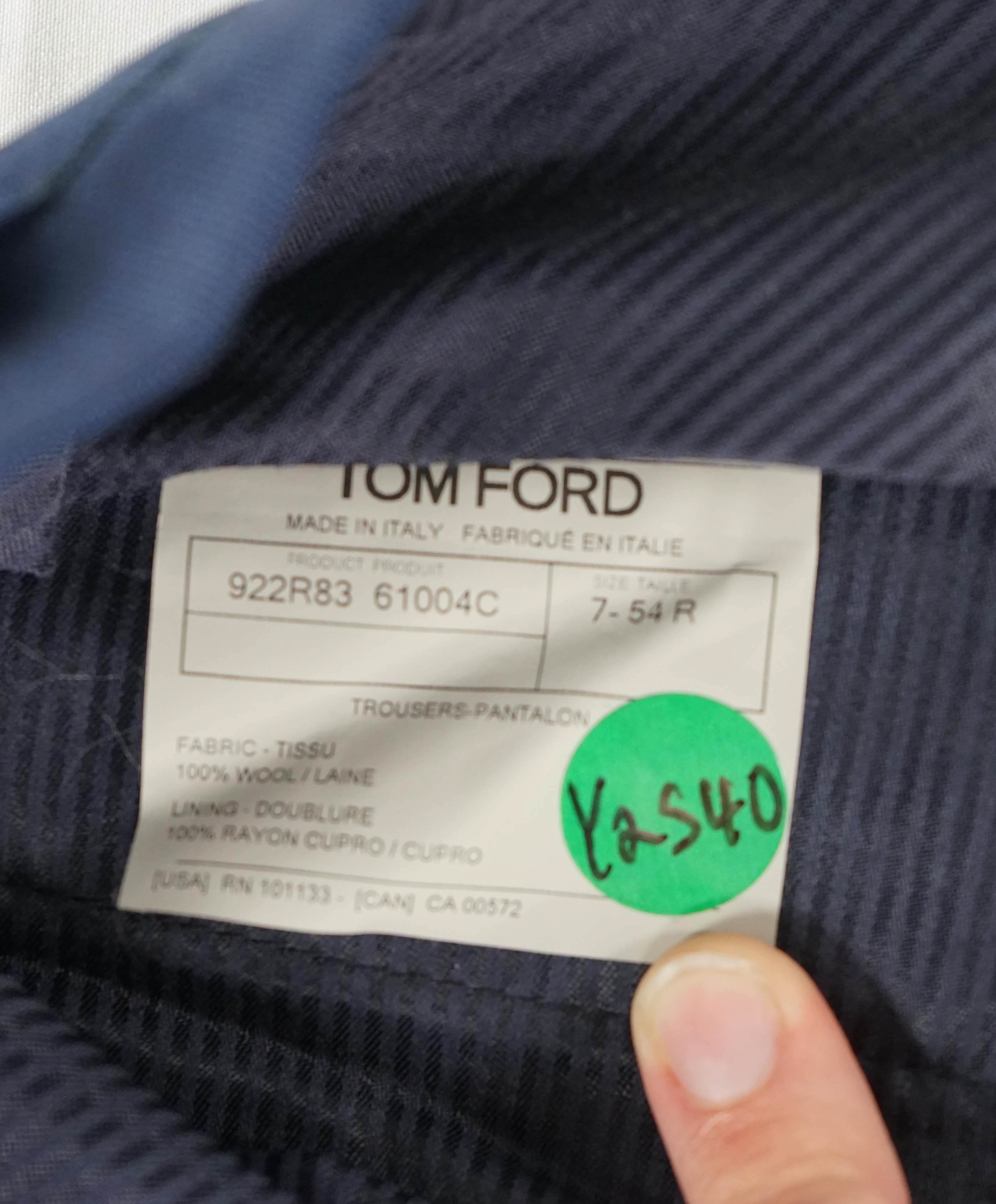 $1,690 TOM FORD - Wool *SIDE STRIPE* Blue Birdseye Dress Pants - 36W (54EU)