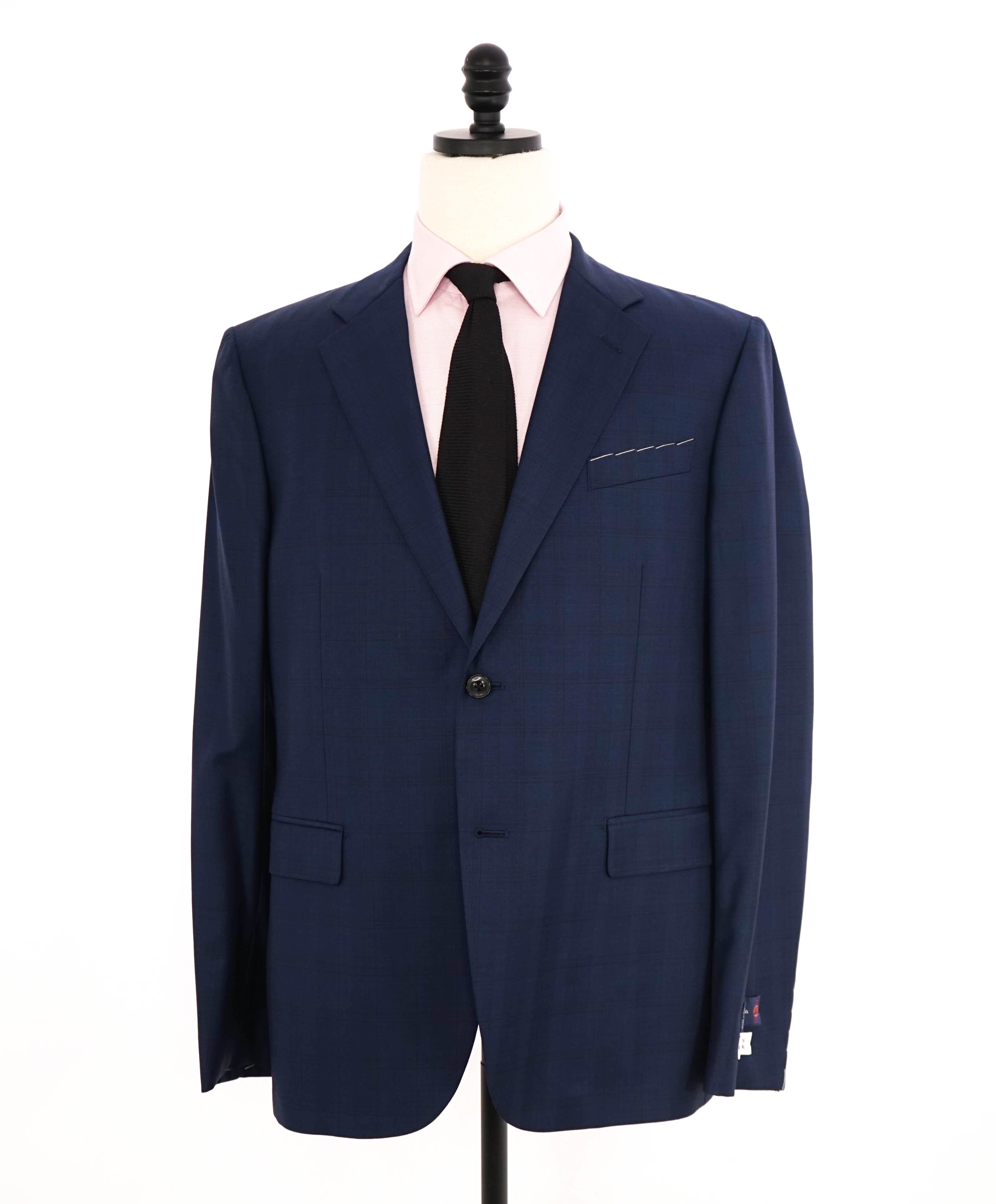 $1,500 ERMENEGILDO ZEGNA - By BARNEYS "Trofeo" Navy Wool Check Suit - 44R