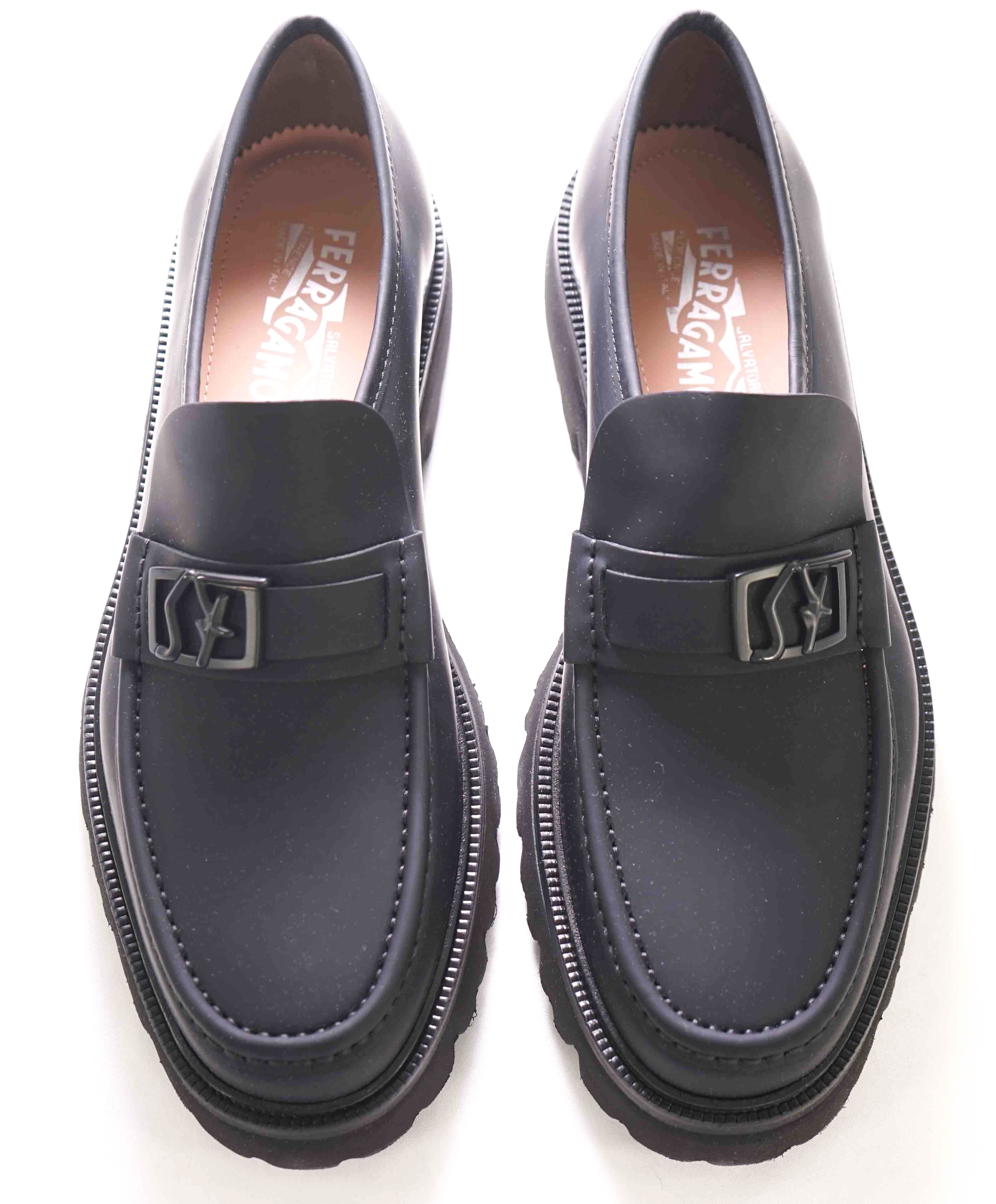 $890 SALVATORE FERRAGAMO - *NUSCO* Black Lug Sole Loafer - 10.5 E US