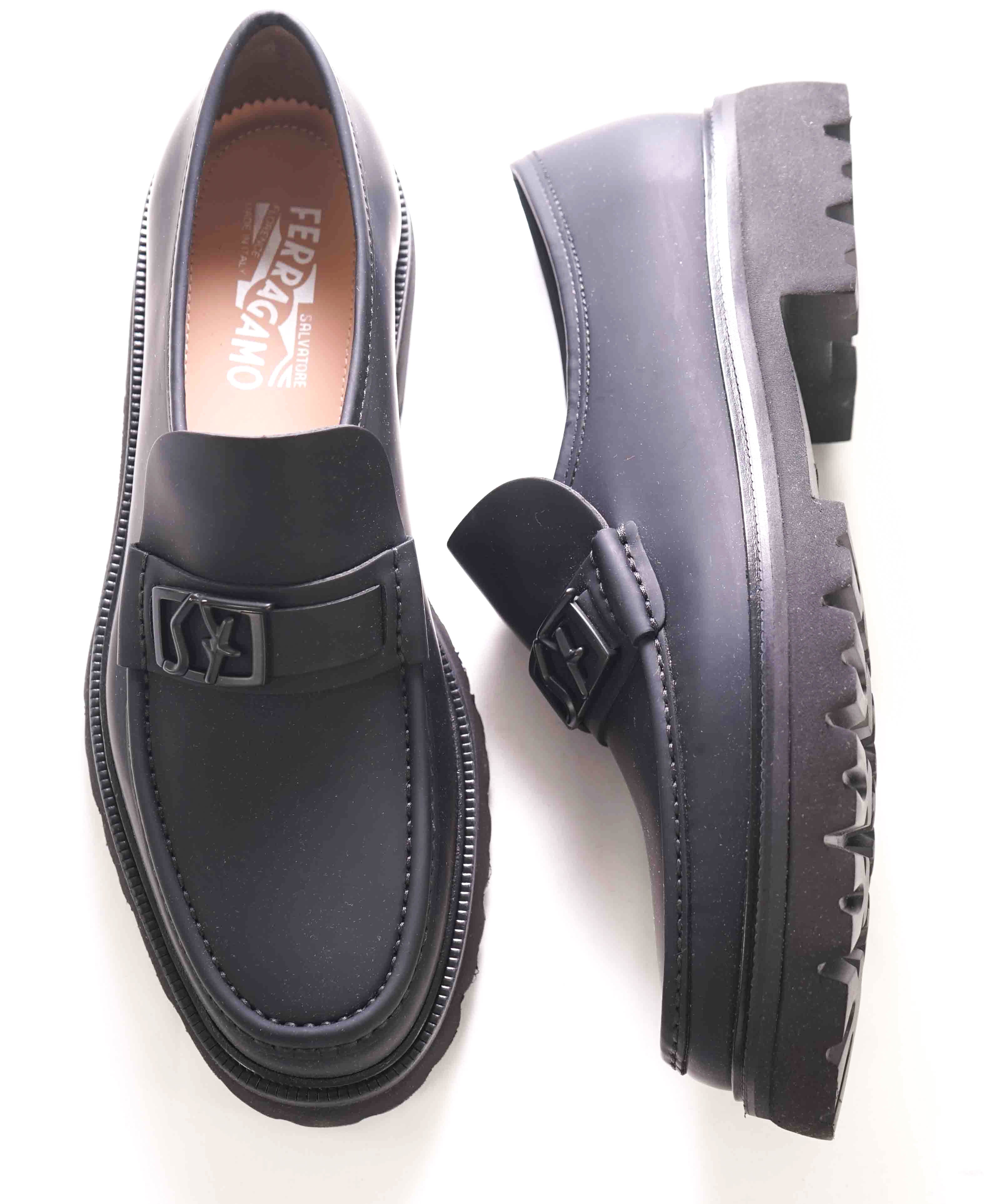 $890 SALVATORE FERRAGAMO - *NUSCO* Black Lug Sole Loafer - 10.5 E US