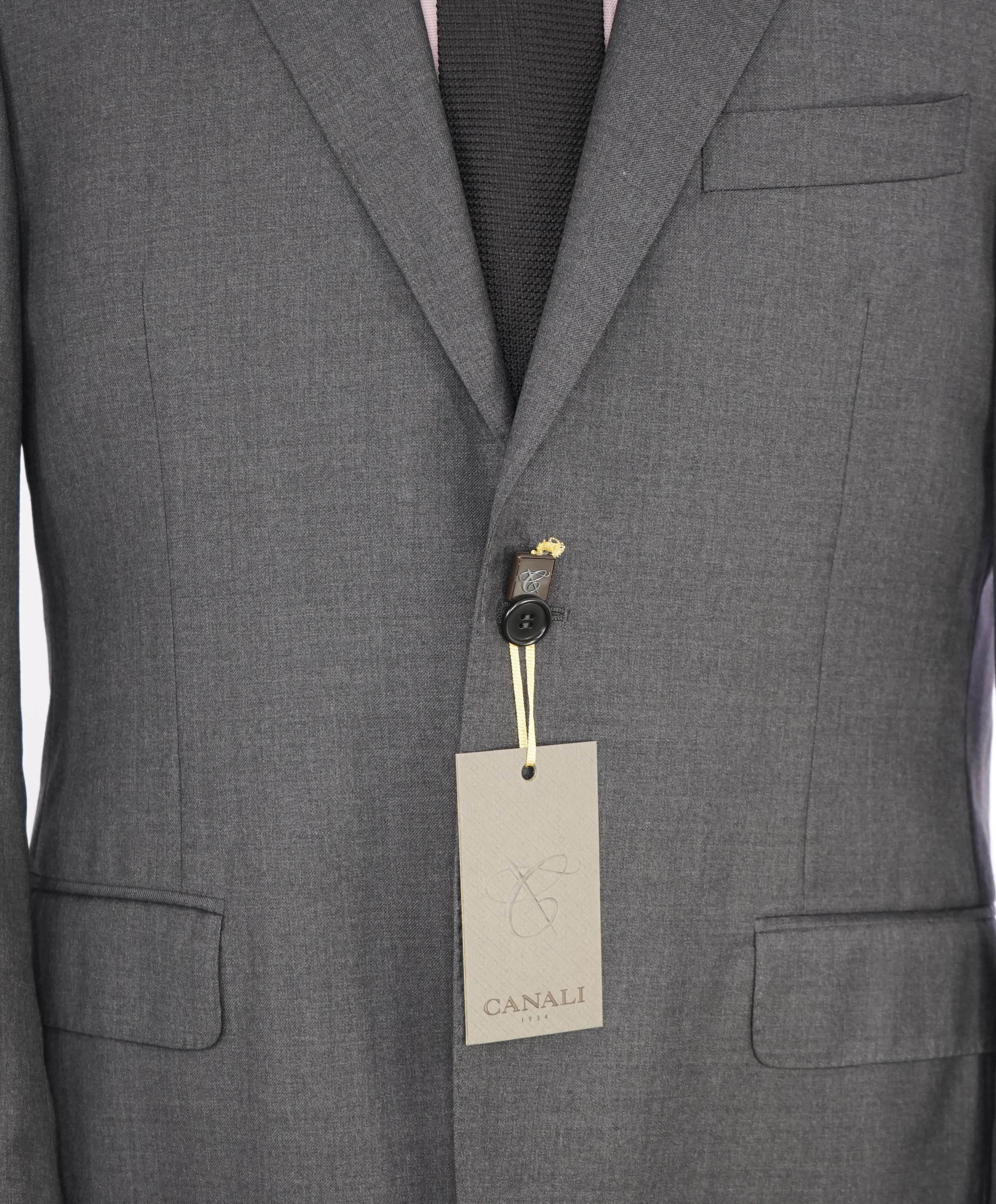 $1,895 CANALI - Solid Gray *Closet Staple* 2-Btn Notch Wool Blazer - 38R