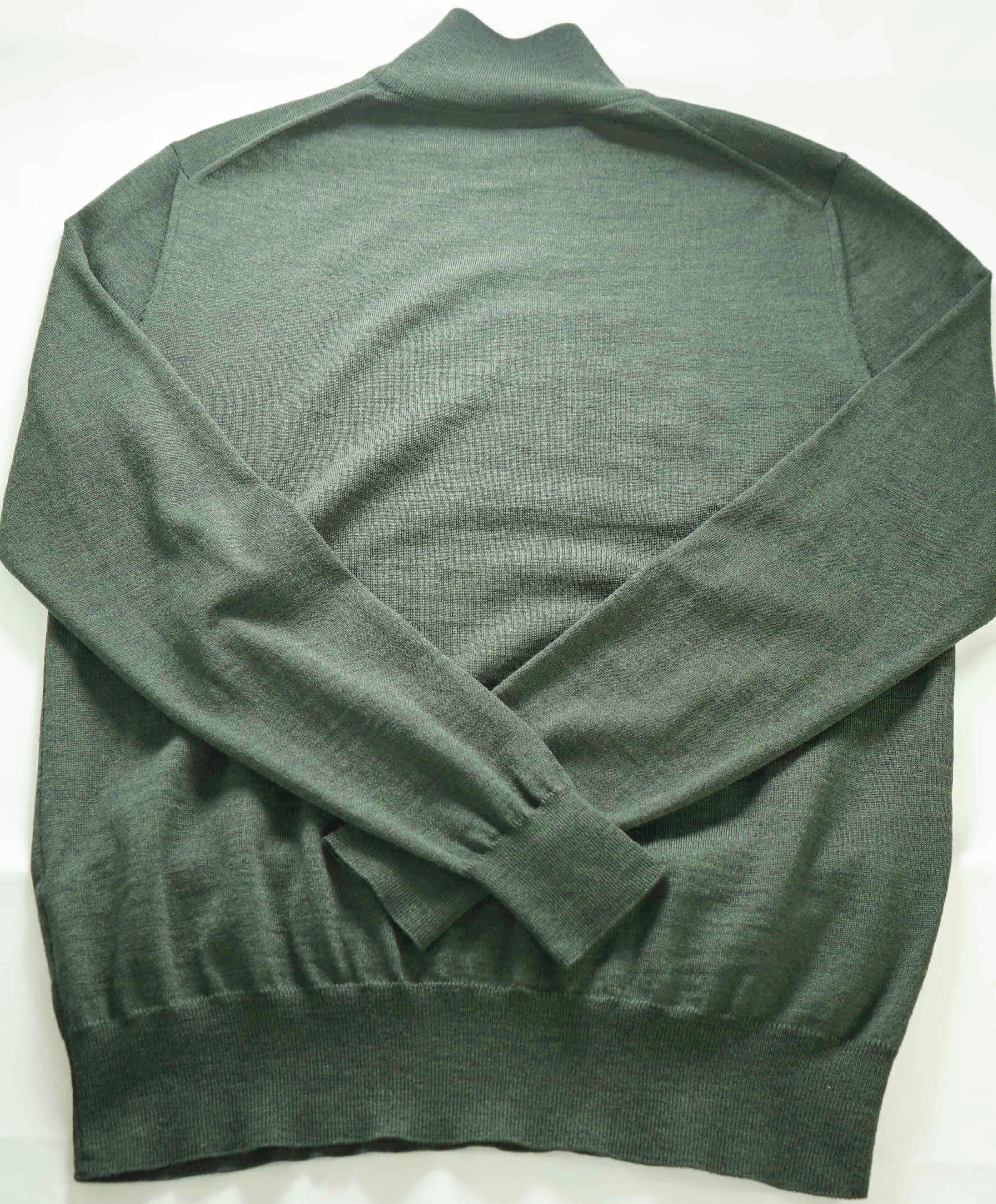 $480 CANALI - Merino Wool *Mock Turtleneck* Green Sweater - S (38US 48EU)