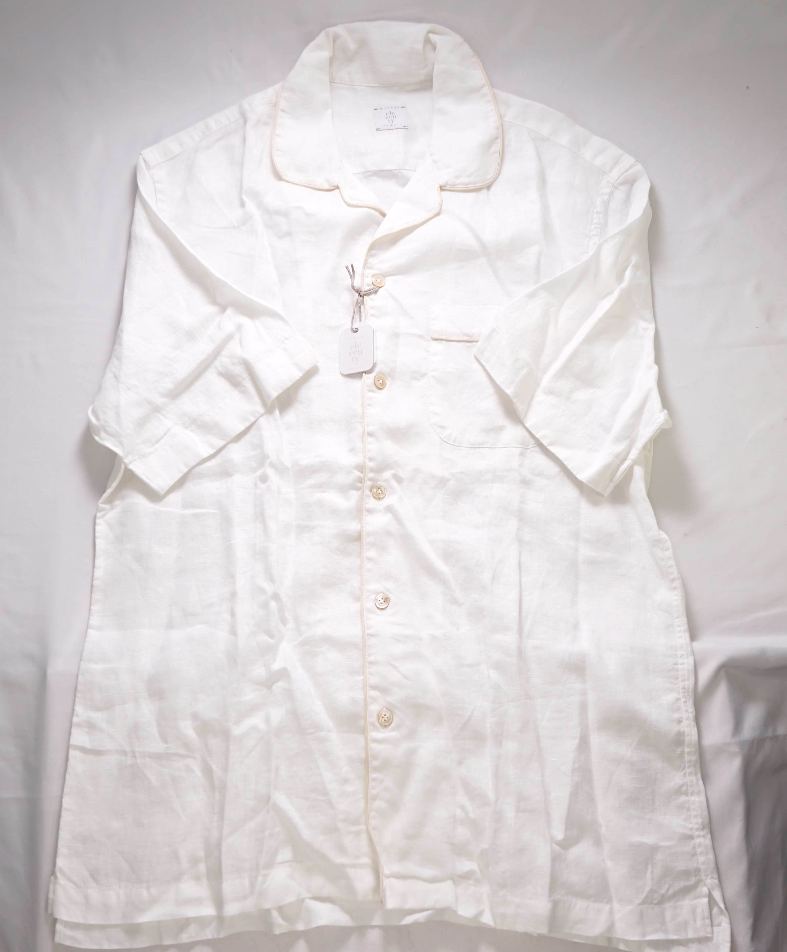 $495 ELEVENTY - *PURE LINEN* Tipped Havana Camp Collar Resort Shirt - M