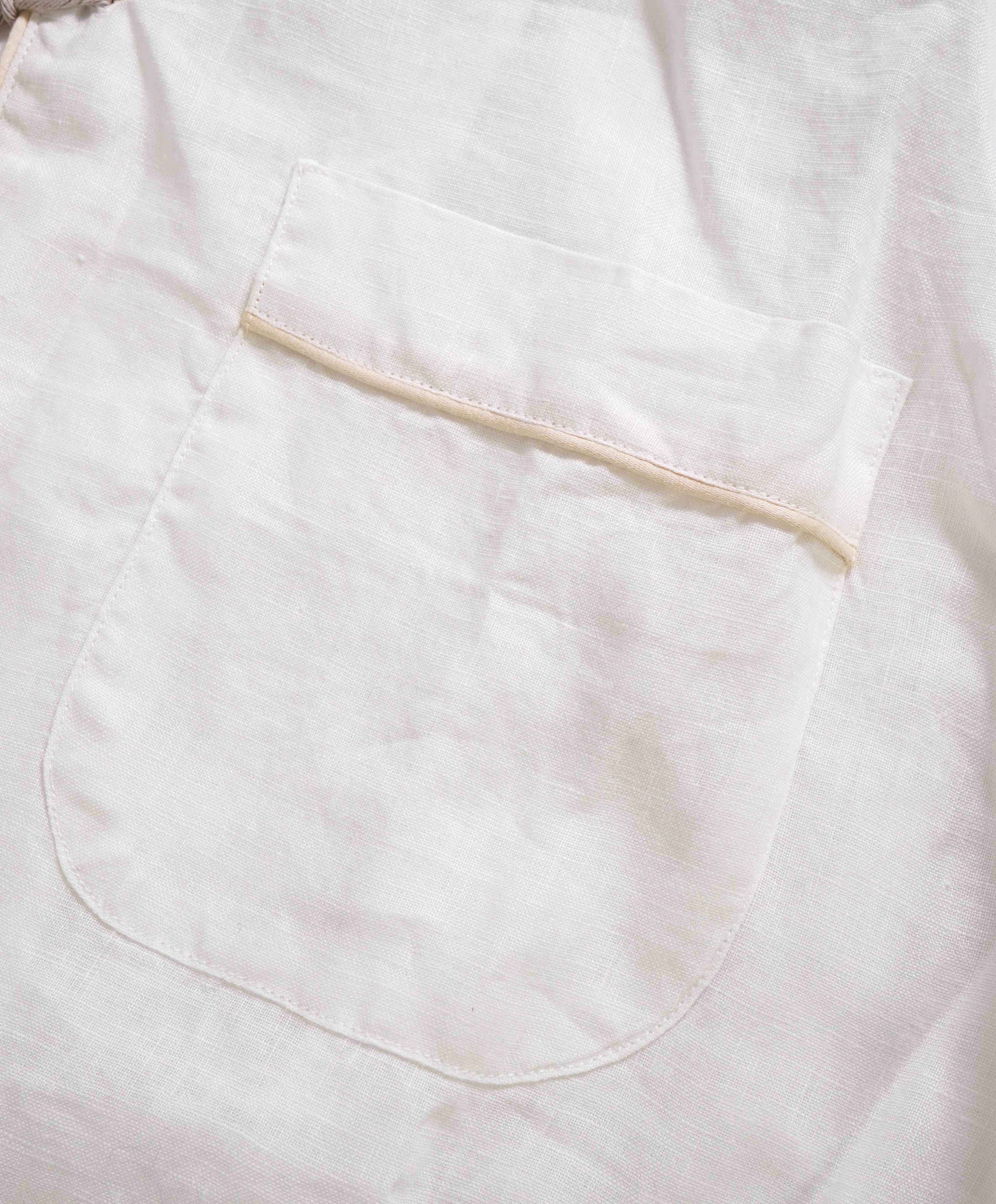 $495 ELEVENTY - *PURE LINEN* Tipped Havana Camp Collar Resort Shirt - M