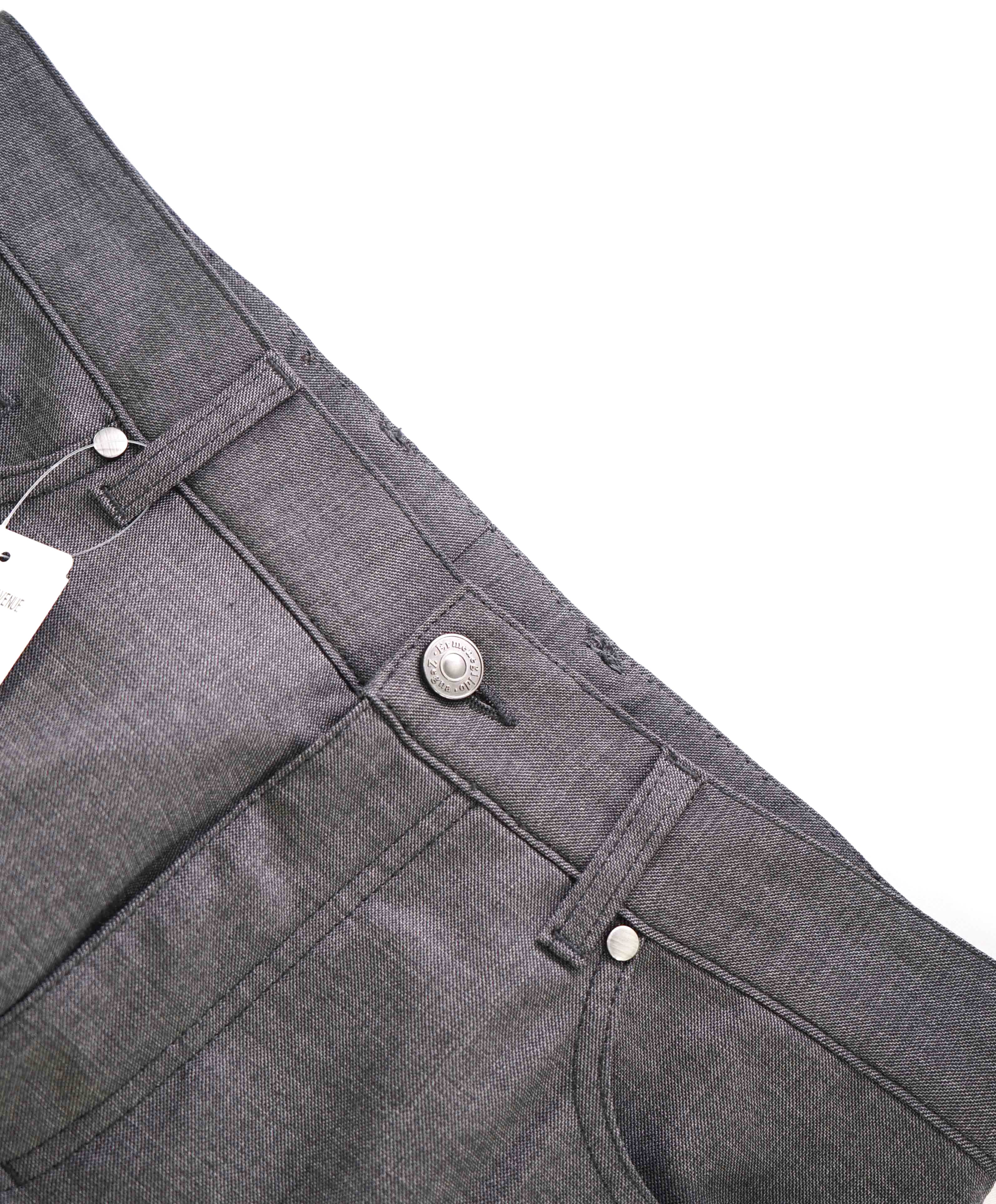 ERMENEGILDO ZEGNA - Gray WOOL Suede Logo Tag 5-Pocket Pants- 32W