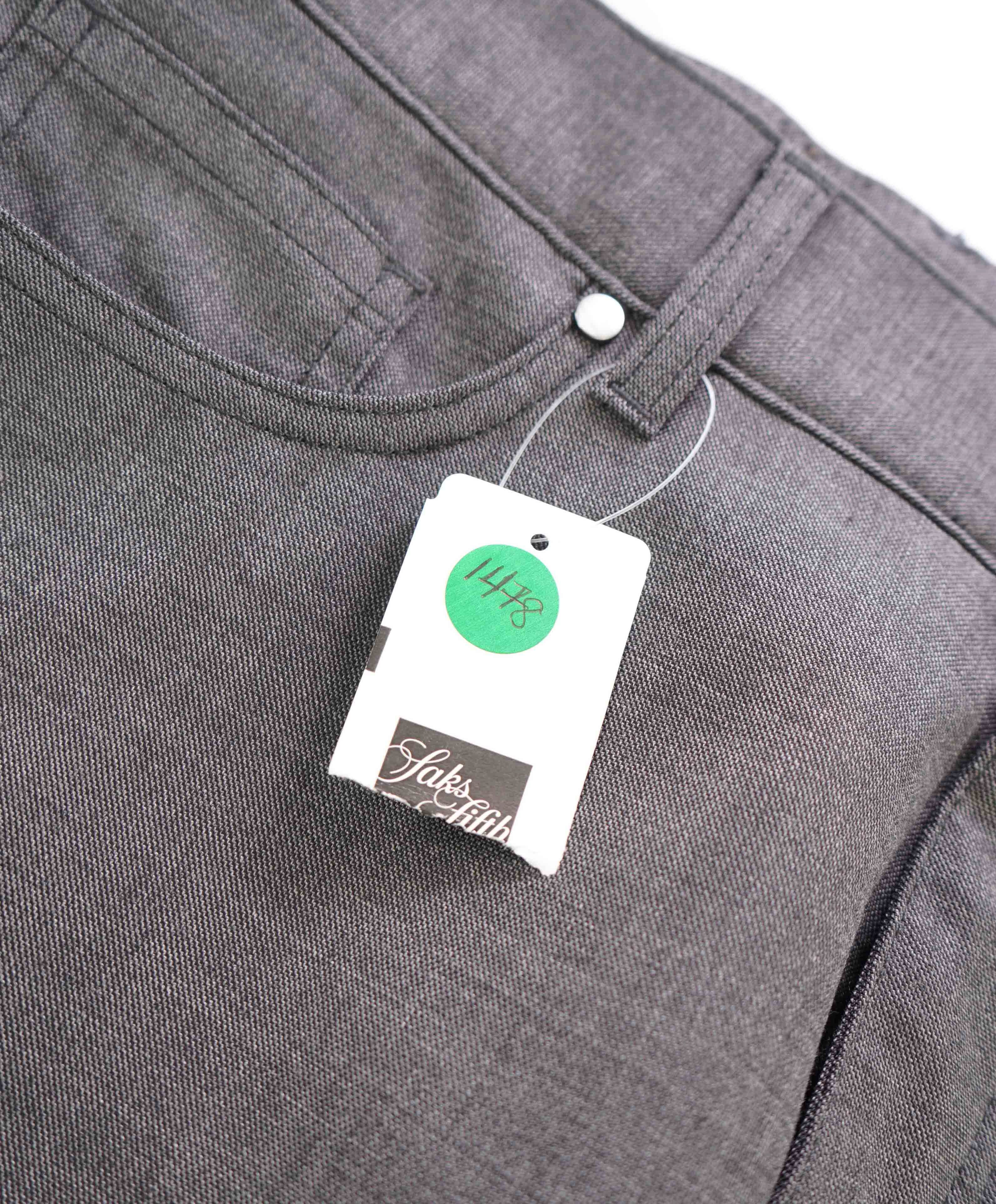 ERMENEGILDO ZEGNA - Gray WOOL Suede Logo Tag 5-Pocket Pants- 32W