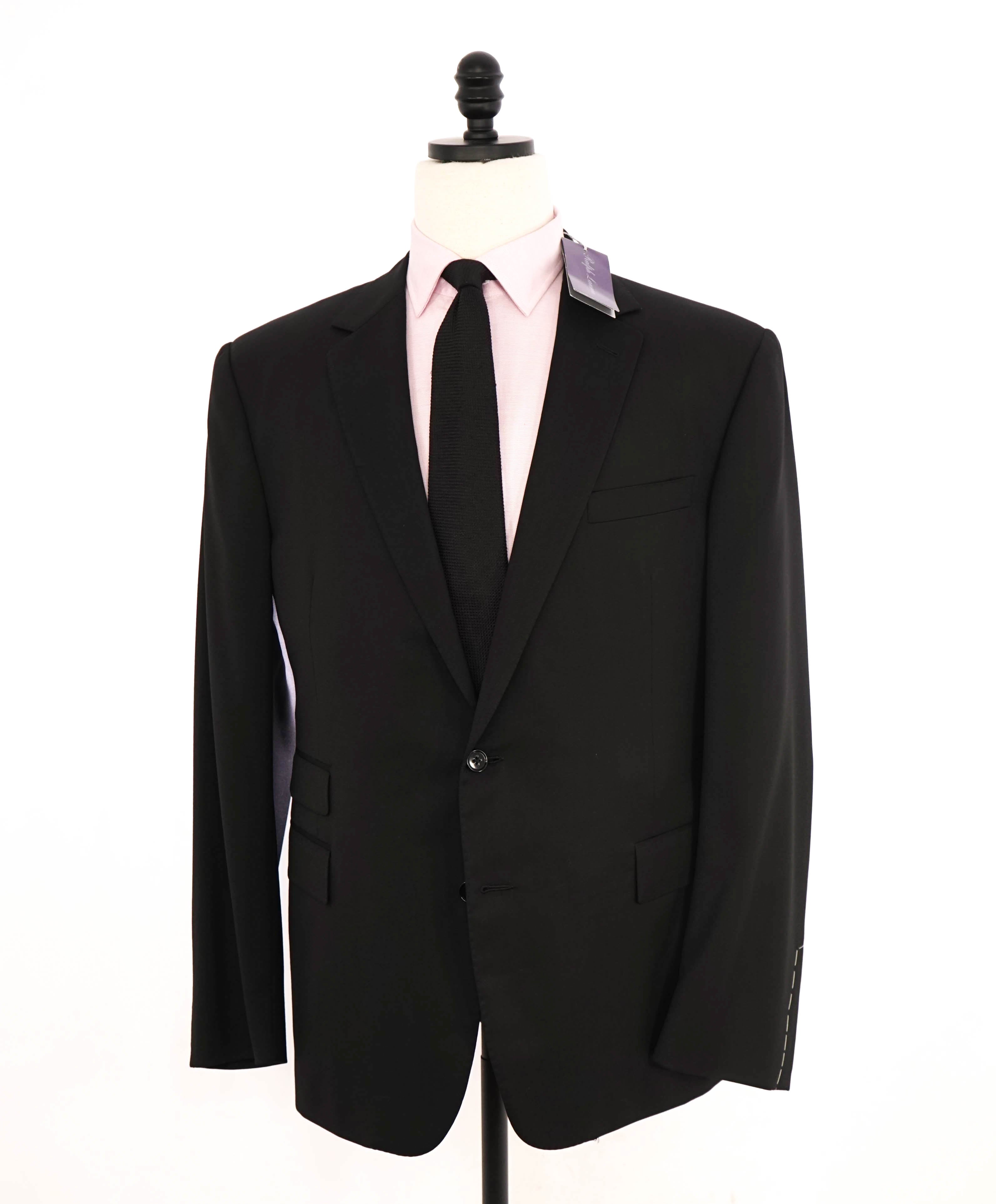 RALPH LAUREN PURPLE LABEL - Black Solid Doug 2-Btn *CLOSET STAPLE* Suit - 46R US