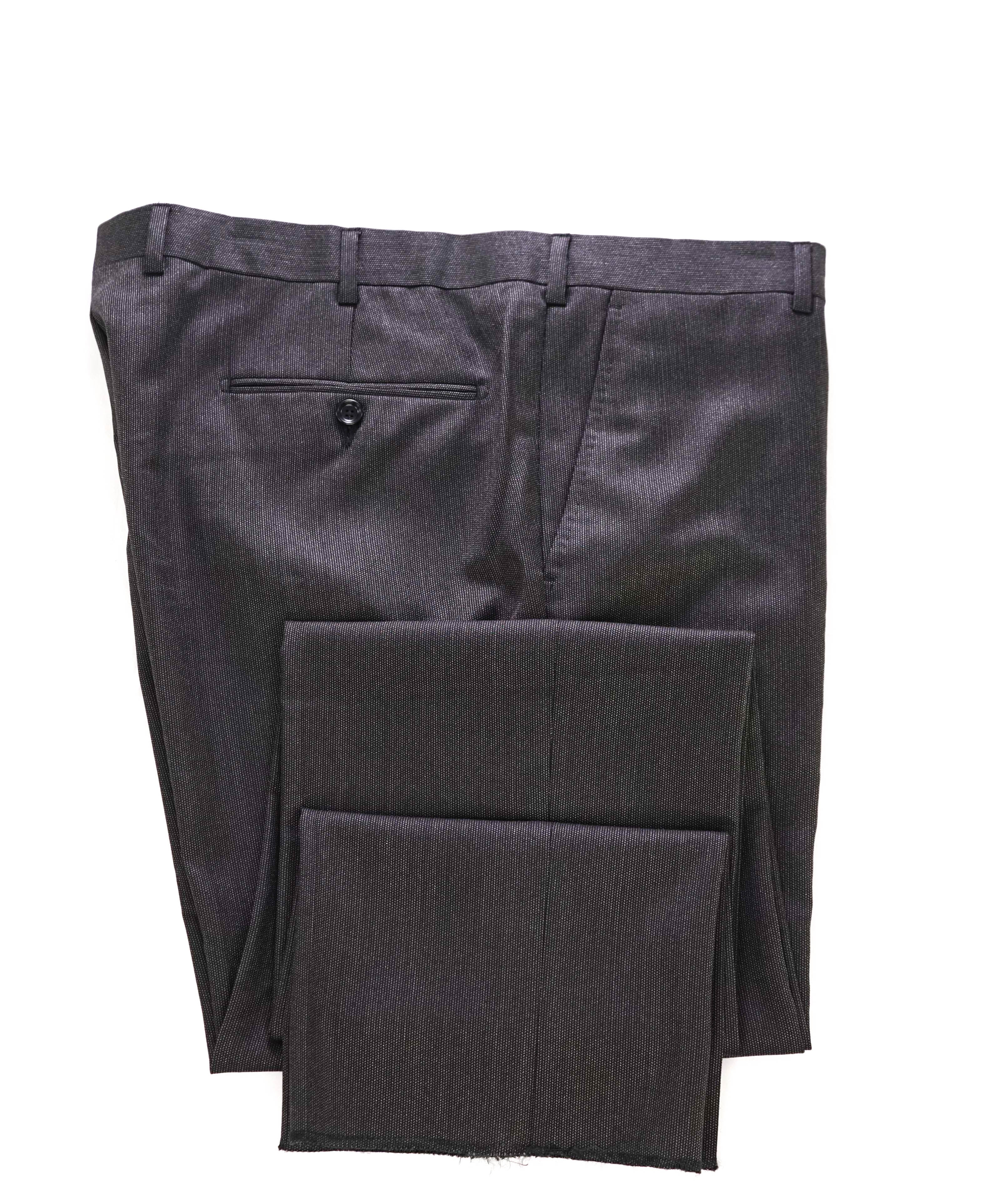 Z ZEGNA - Gray Textured Flat Front Dress Pants - 38W