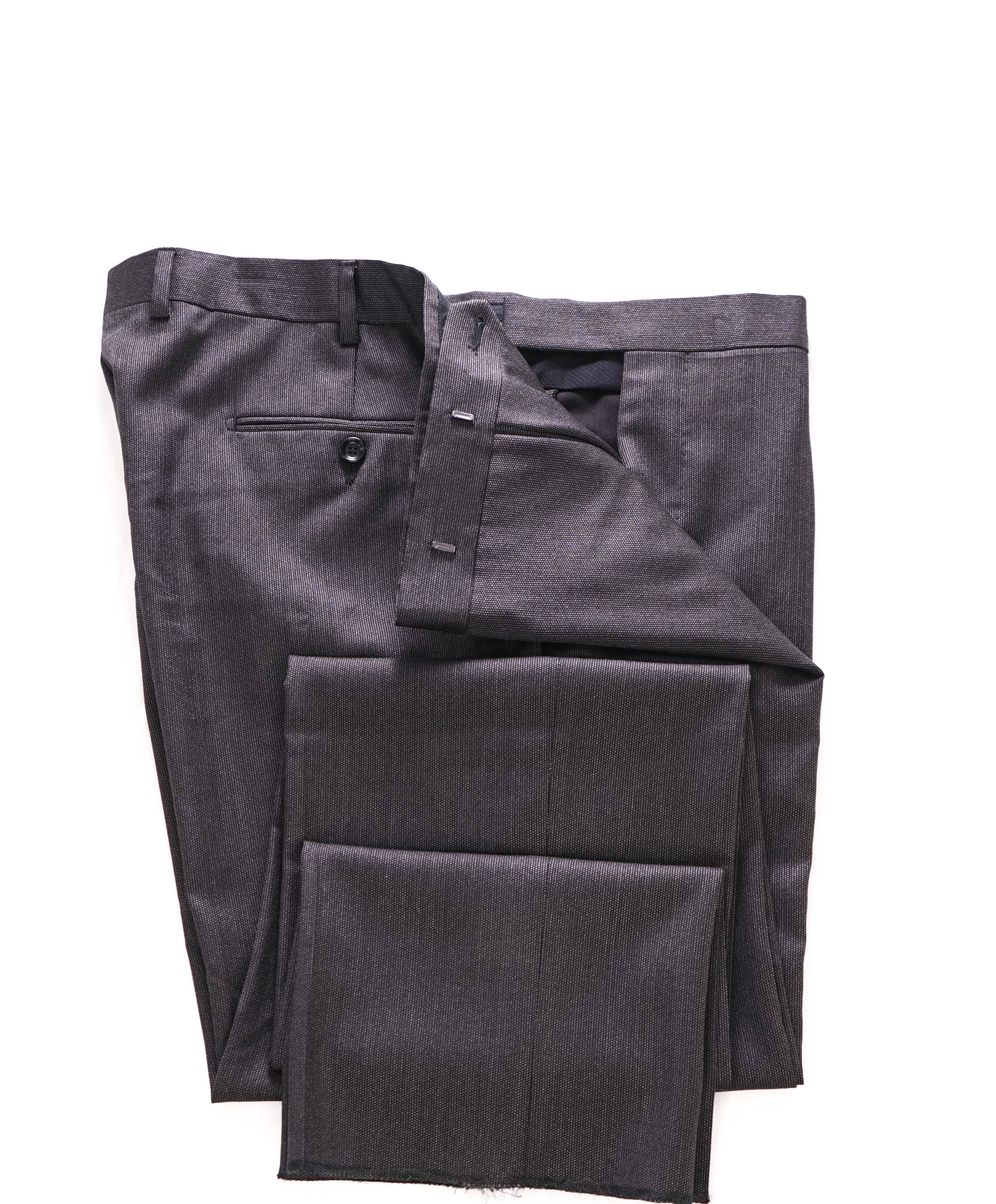 Z ZEGNA - Gray Textured Flat Front Dress Pants - 38W