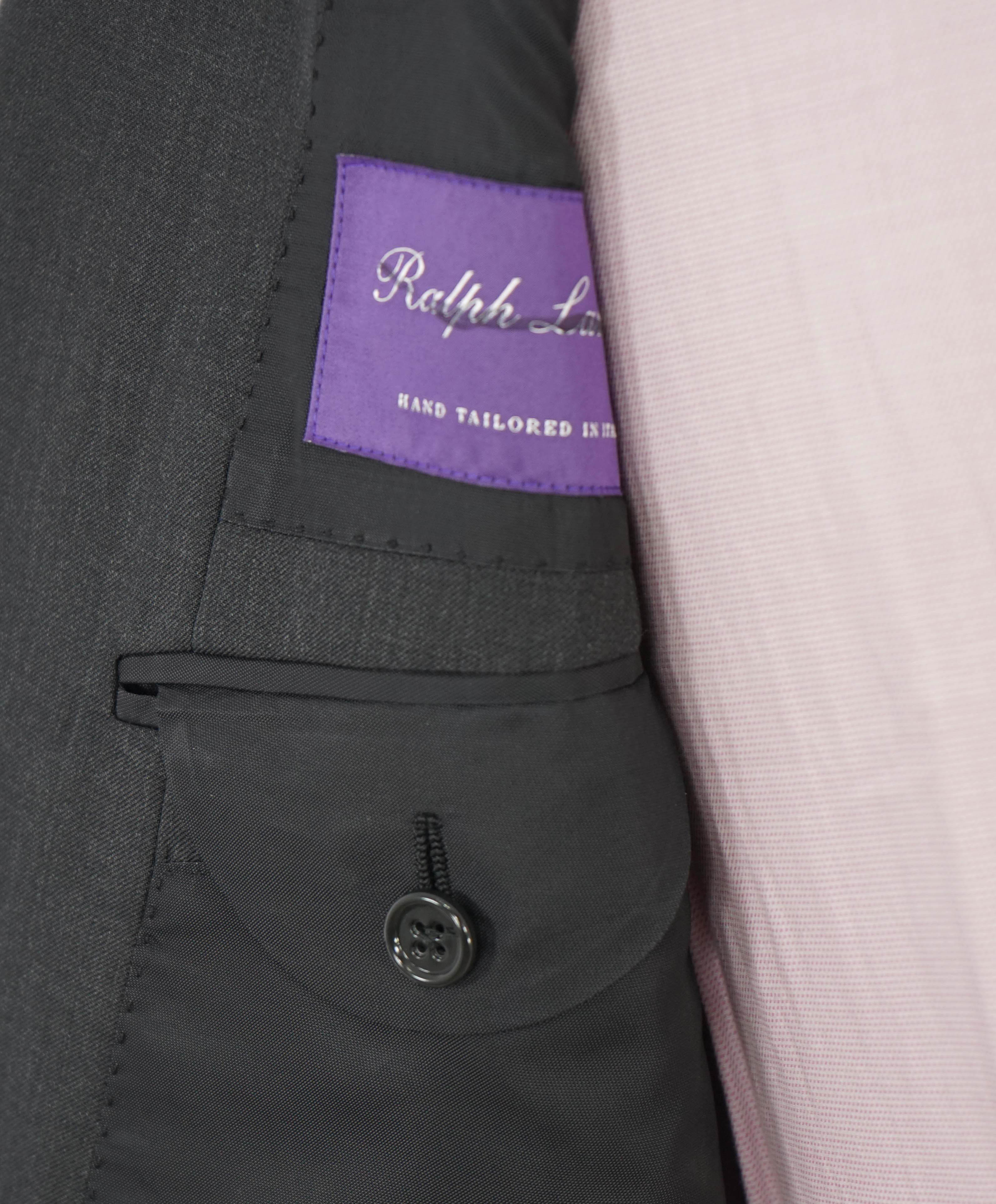 RALPH LAUREN PURPLE LABEL - Gray Solid 2-Btn *CLOSET STAPLE* Suit - 40S