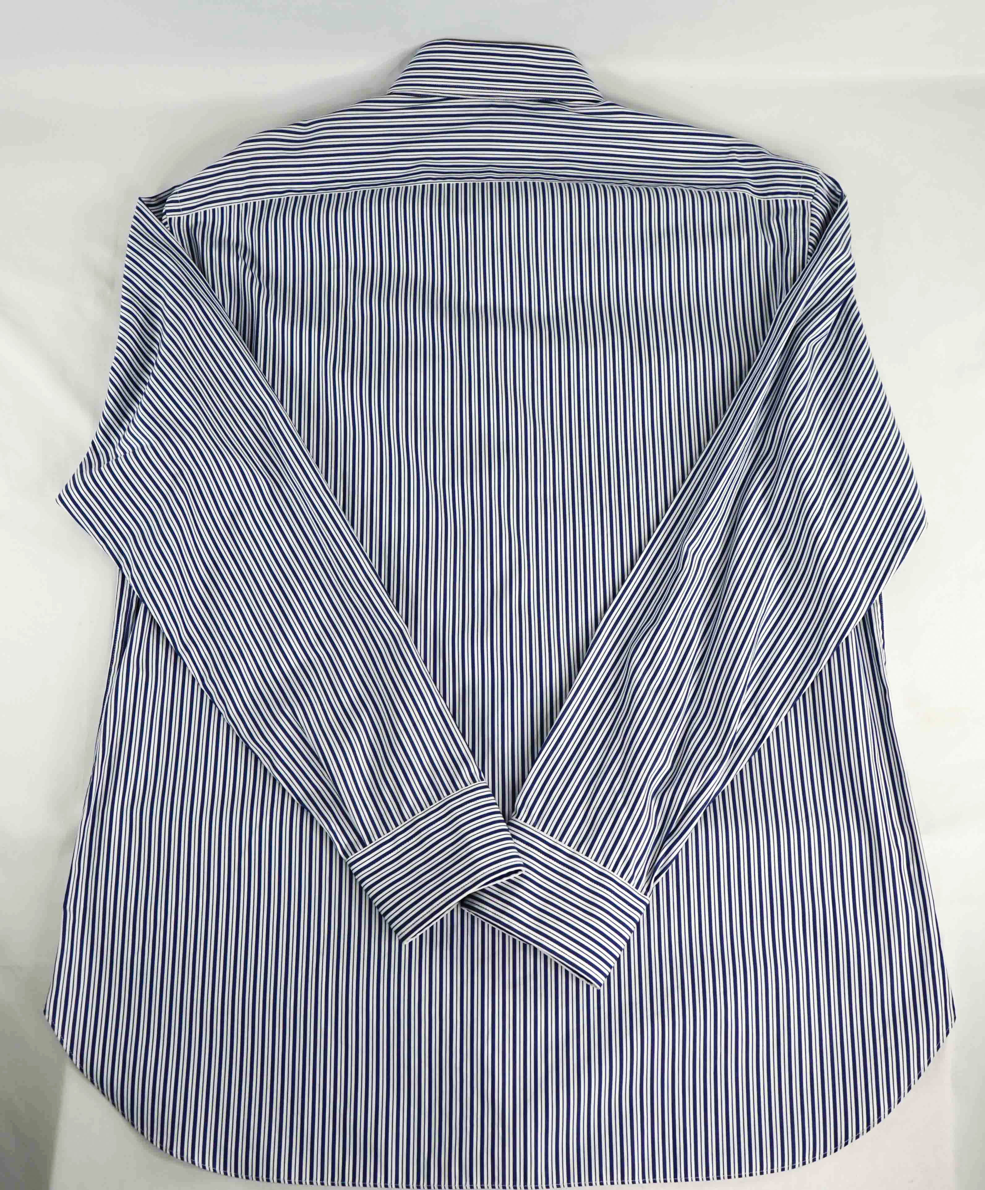 $890 BRIONI - Blue Stripe Button Down Dress Shirt - L