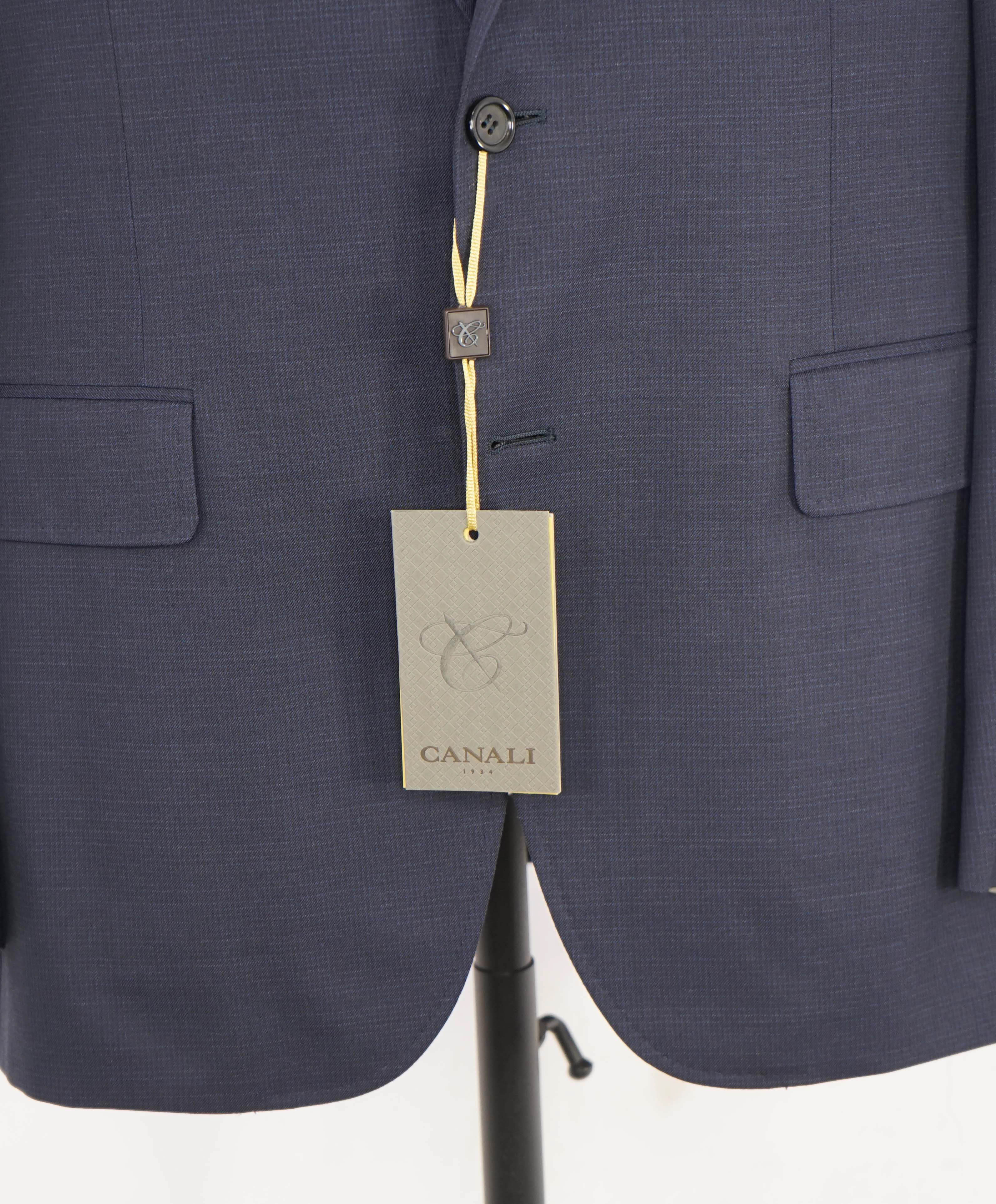 $1,895 CANALI - "KEI" Semi-Lined "IMPECCABILE" Blue Micro Check Wool Blazer - 42R