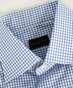 $550 ERMENEGILDO ZEGNA - Blue Check Button Down Shirt - 16.5