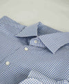 $550 ERMENEGILDO ZEGNA - Blue Check Button Down Shirt - 16.5