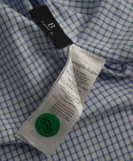 $550 ERMENEGILDO ZEGNA - Blue Check Button Down Shirt - 16.5