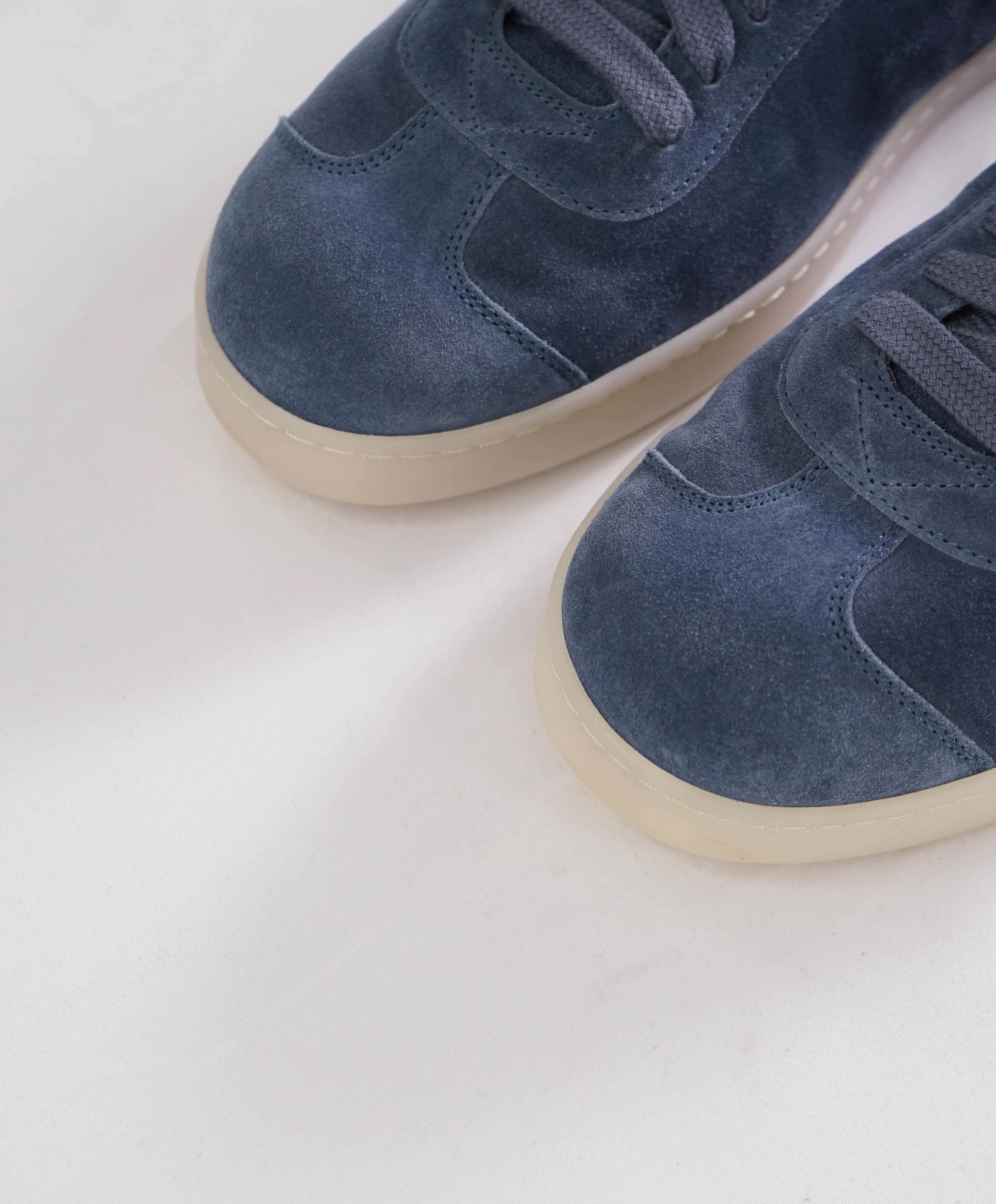 $950 PRADA - *LANE* DEERSKIN Astral Blue Suede Sneakers W Logo Detail - 10 US (9 IT)