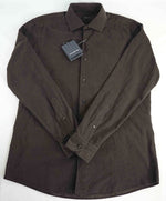 $650 ERMENEGILDO ZEGNA - Brown Corduroy Button Down Shirt - M